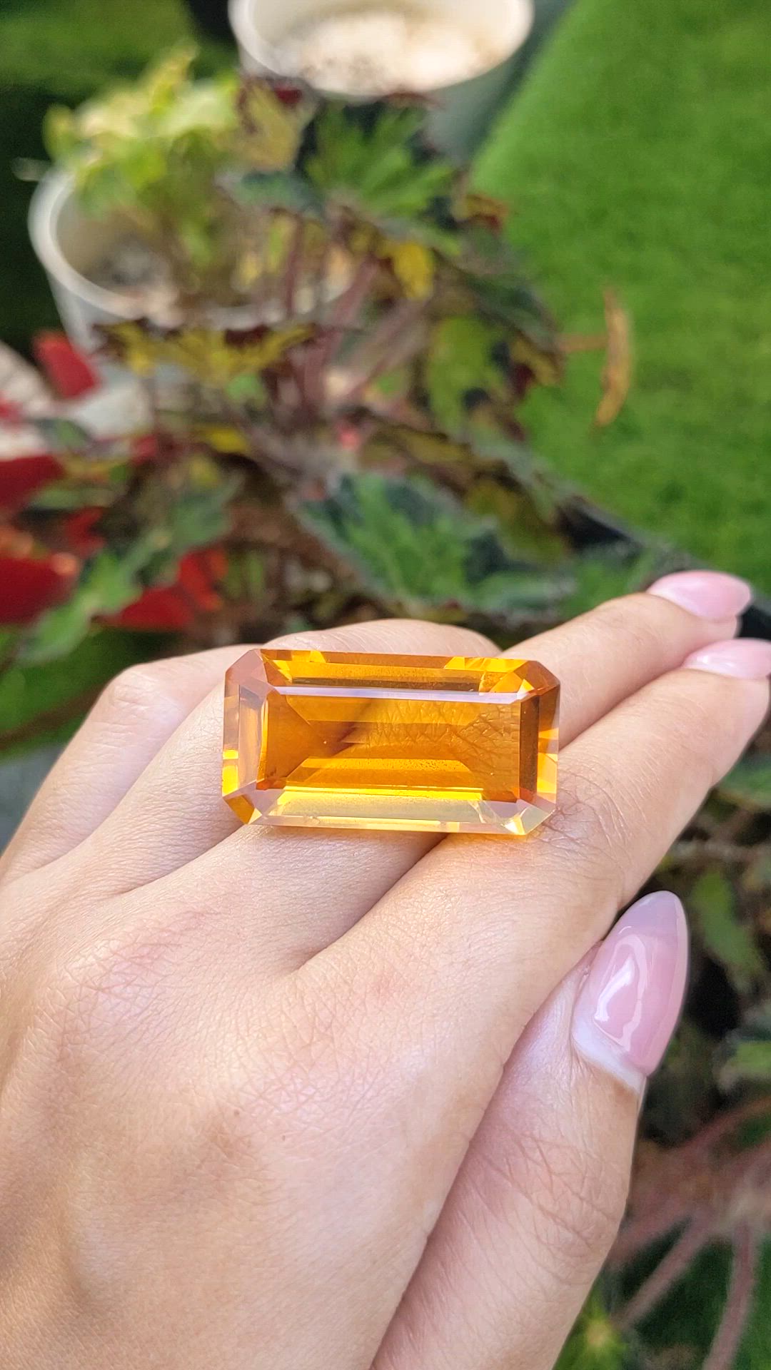 50.68 Ct. Orangish Yellow Citrine from Ceylon (Sri Lanka) Size Video
