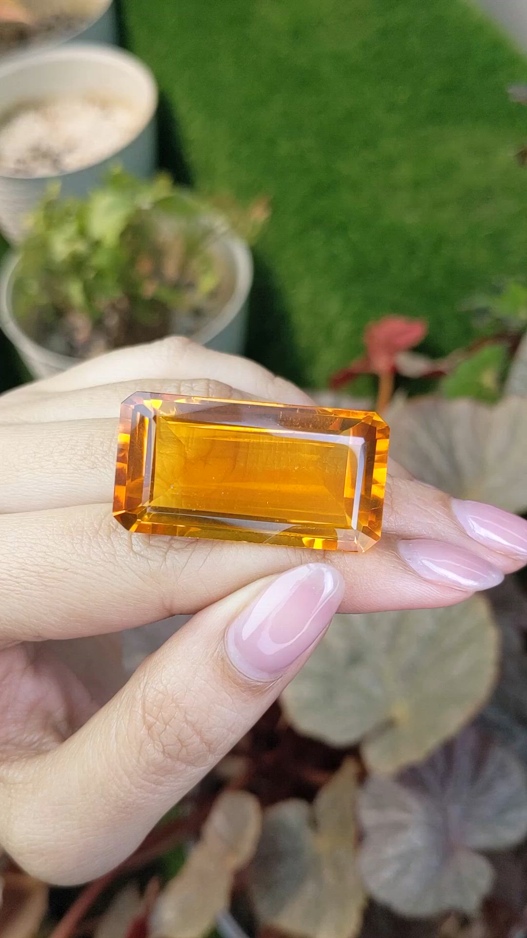 71.38 Ct. Orangish Yellow Citrine from Ceylon (Sri Lanka) Size Video