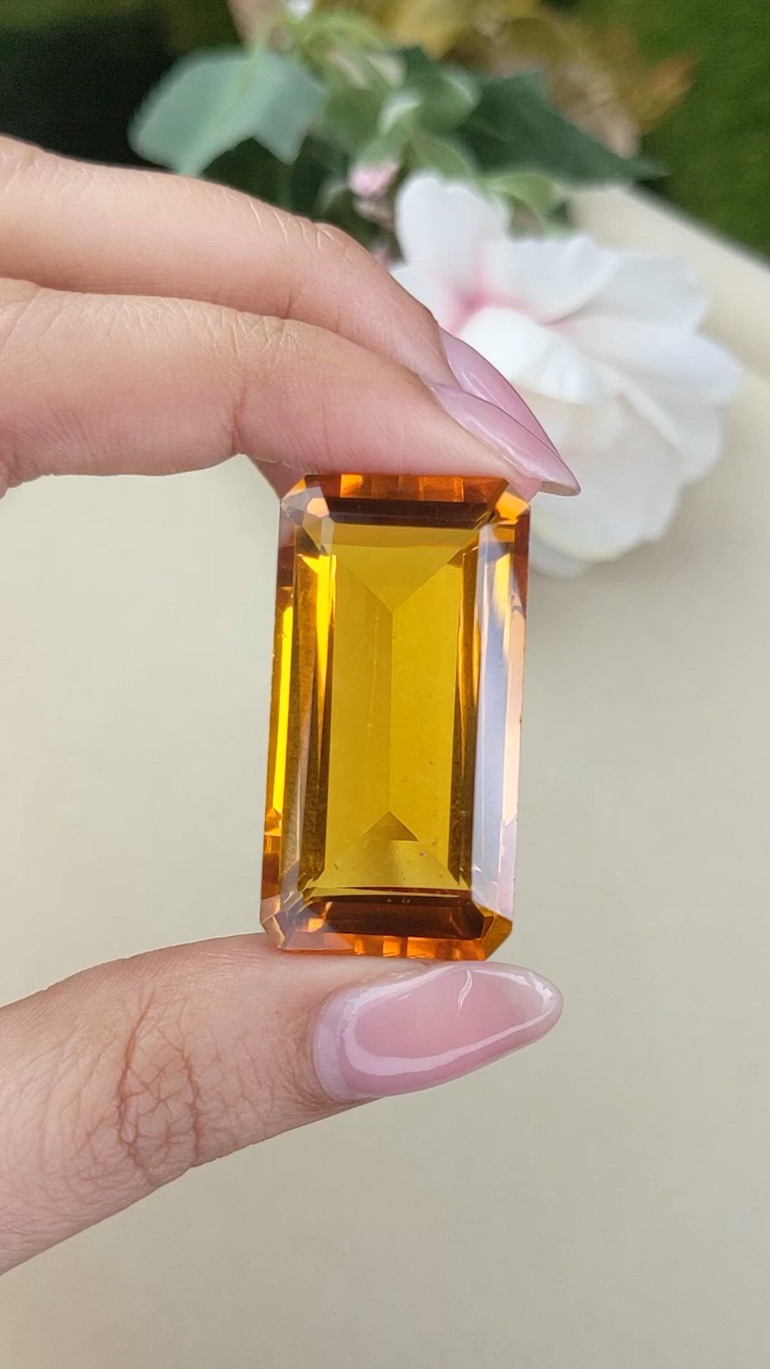 71.38 Ct. Orangish Yellow Citrine from Ceylon (Sri Lanka) Size Video
