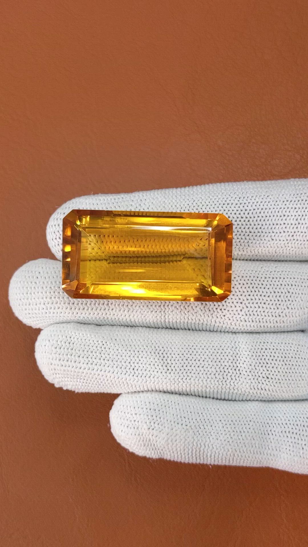 71.38 Ct. Orangish Yellow Citrine from Ceylon (Sri Lanka) Size Video