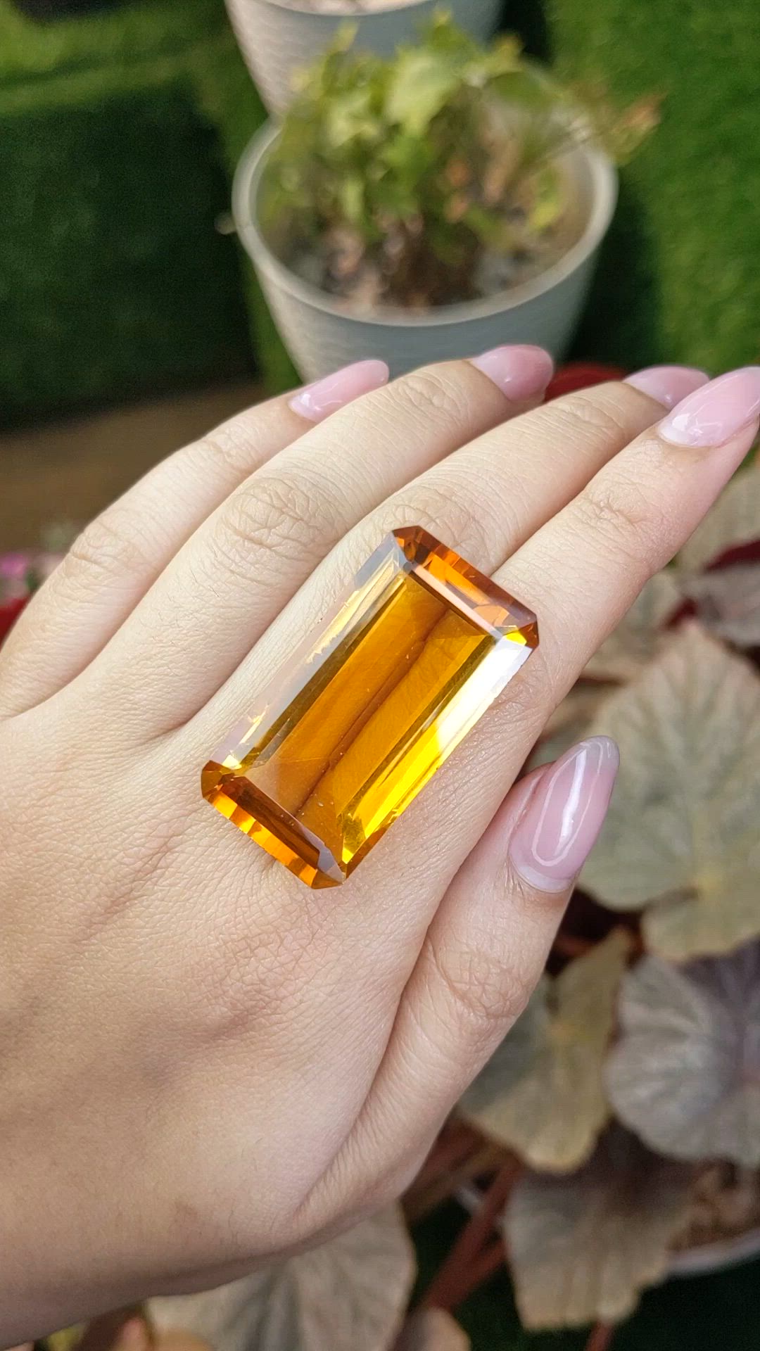 71.38 Ct. Orangish Yellow Citrine from Ceylon (Sri Lanka) Size Video