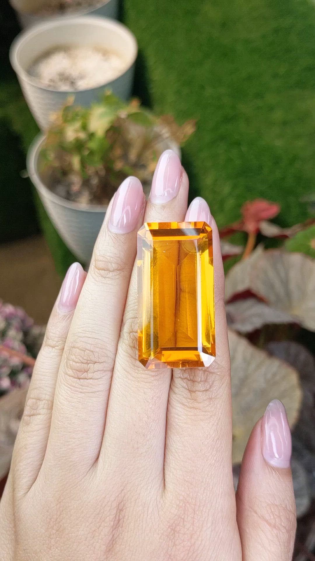 71.38 Ct. Orangish Yellow Citrine from Ceylon (Sri Lanka) Size Video