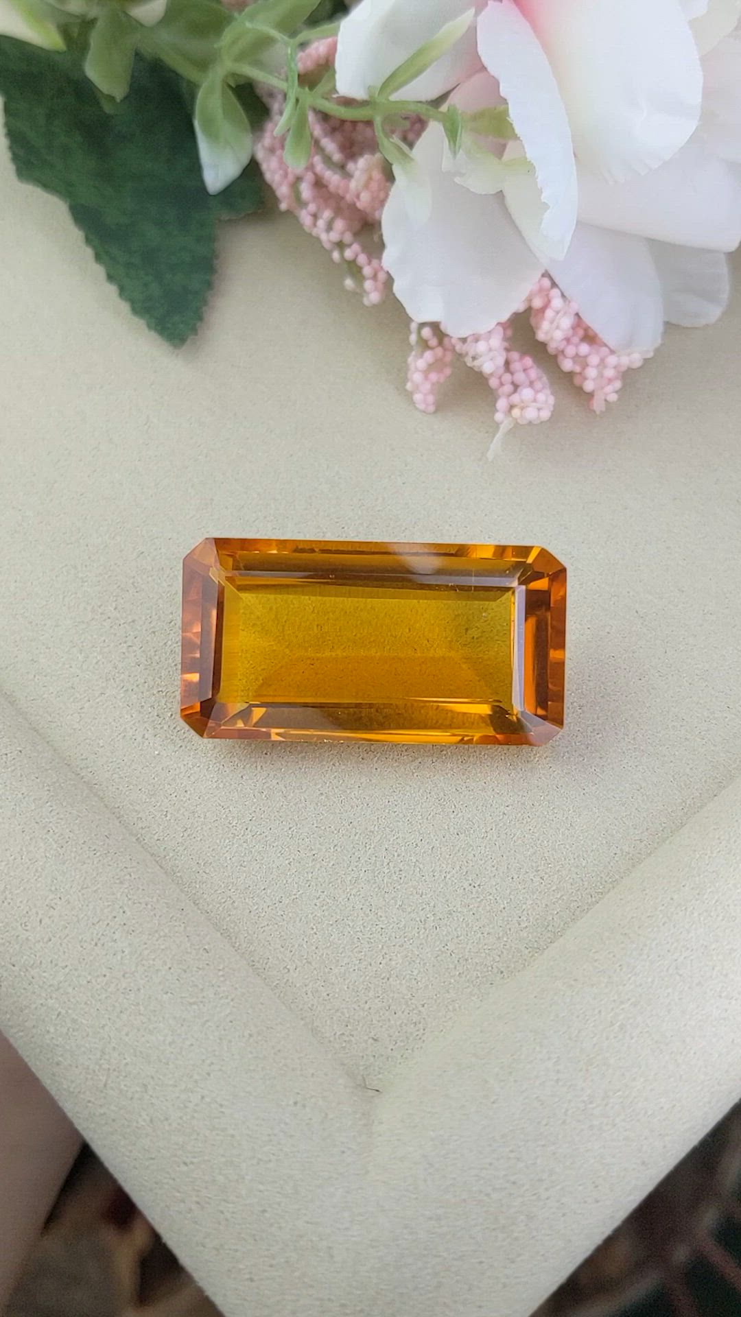 71.38 Ct. Orangish Yellow Citrine from Ceylon (Sri Lanka) Size Video