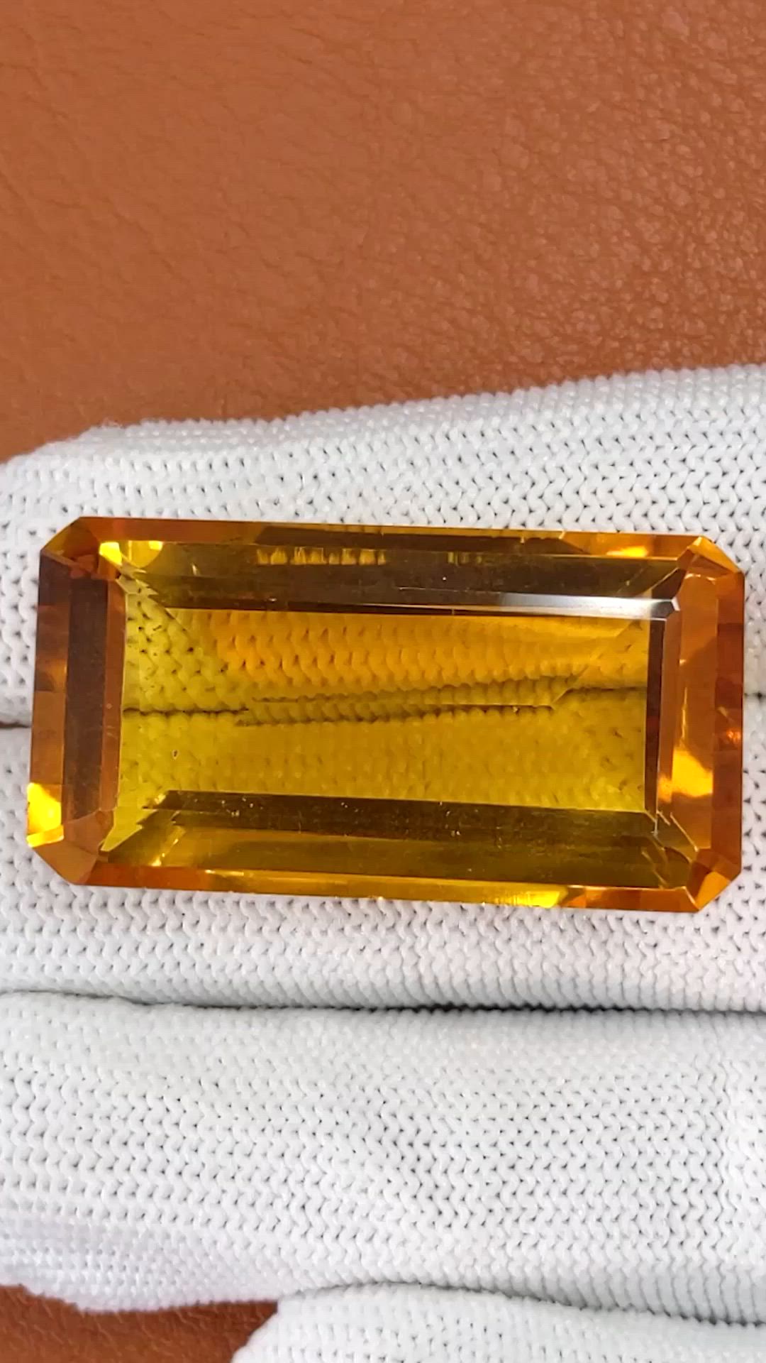 71.38 Ct. Orangish Yellow Citrine from Ceylon (Sri Lanka) Size Video