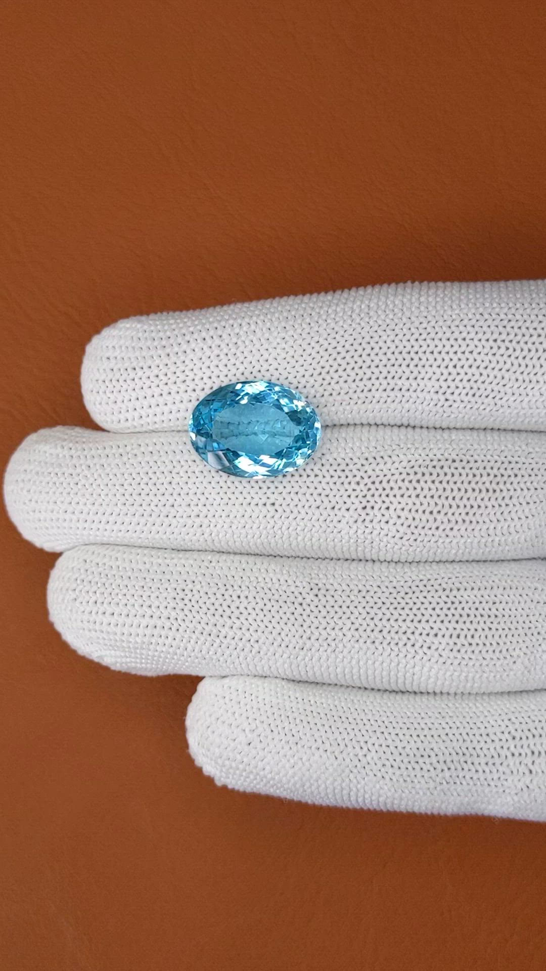12.76 Ct. Swiss Blue Topaz from Ceylon (Sri Lanka) Size Video