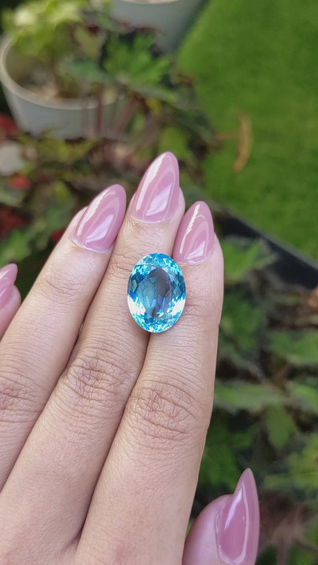 12.76 Ct. Swiss Blue Topaz from Ceylon (Sri Lanka) Size Video
