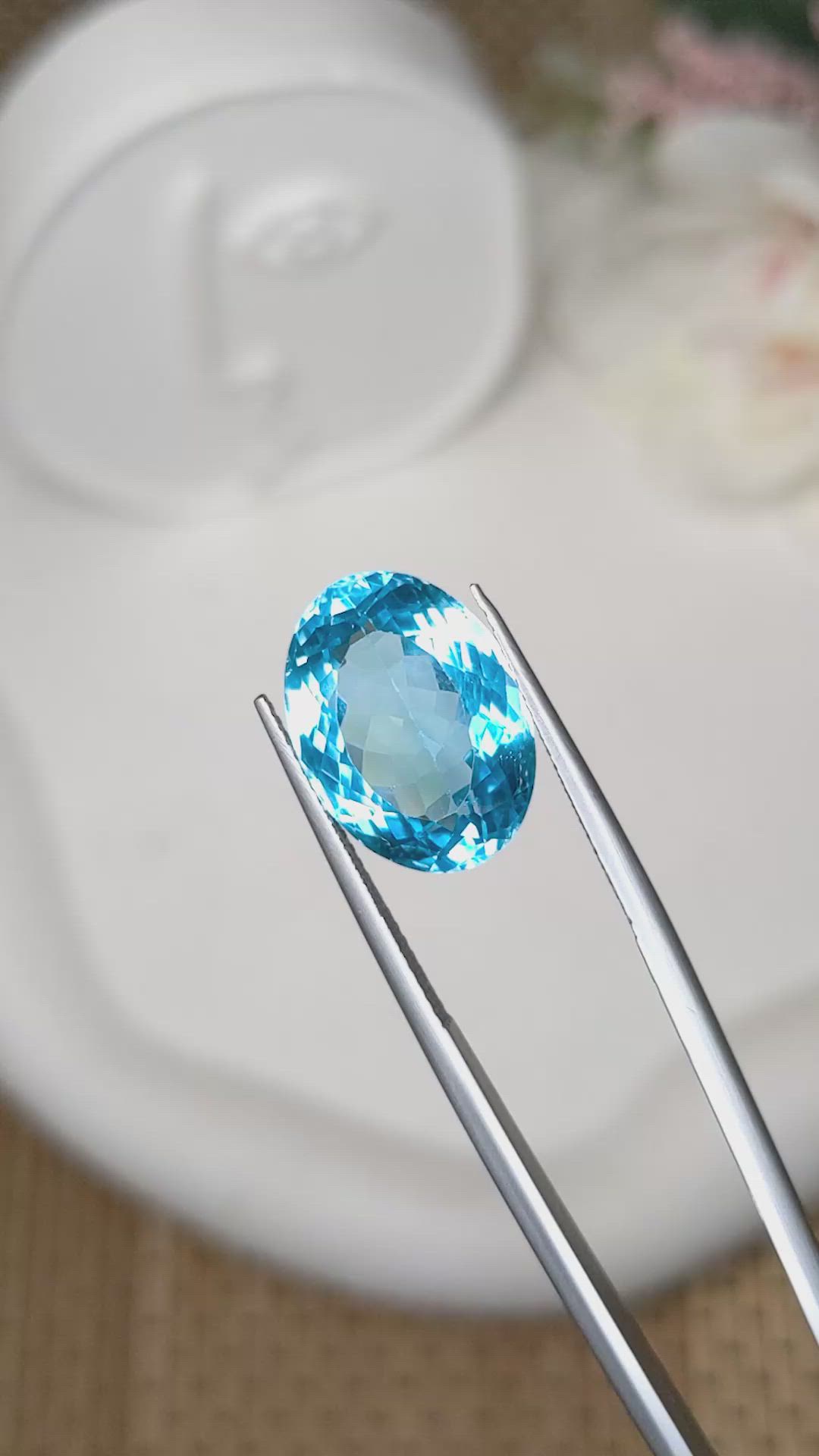 12.76 Ct. Swiss Blue Topaz from Ceylon (Sri Lanka) Size Video