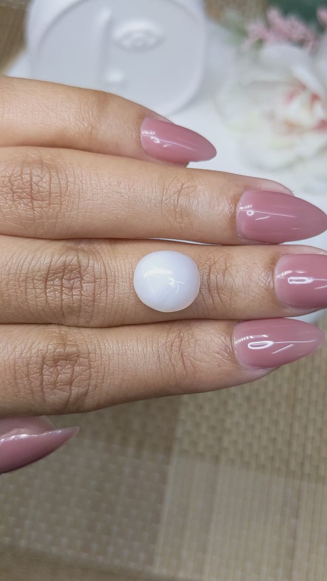 4.91 Ct. White Cabochon Adularescence Moonstone from Ceylon (Sri Lanka) Size Video