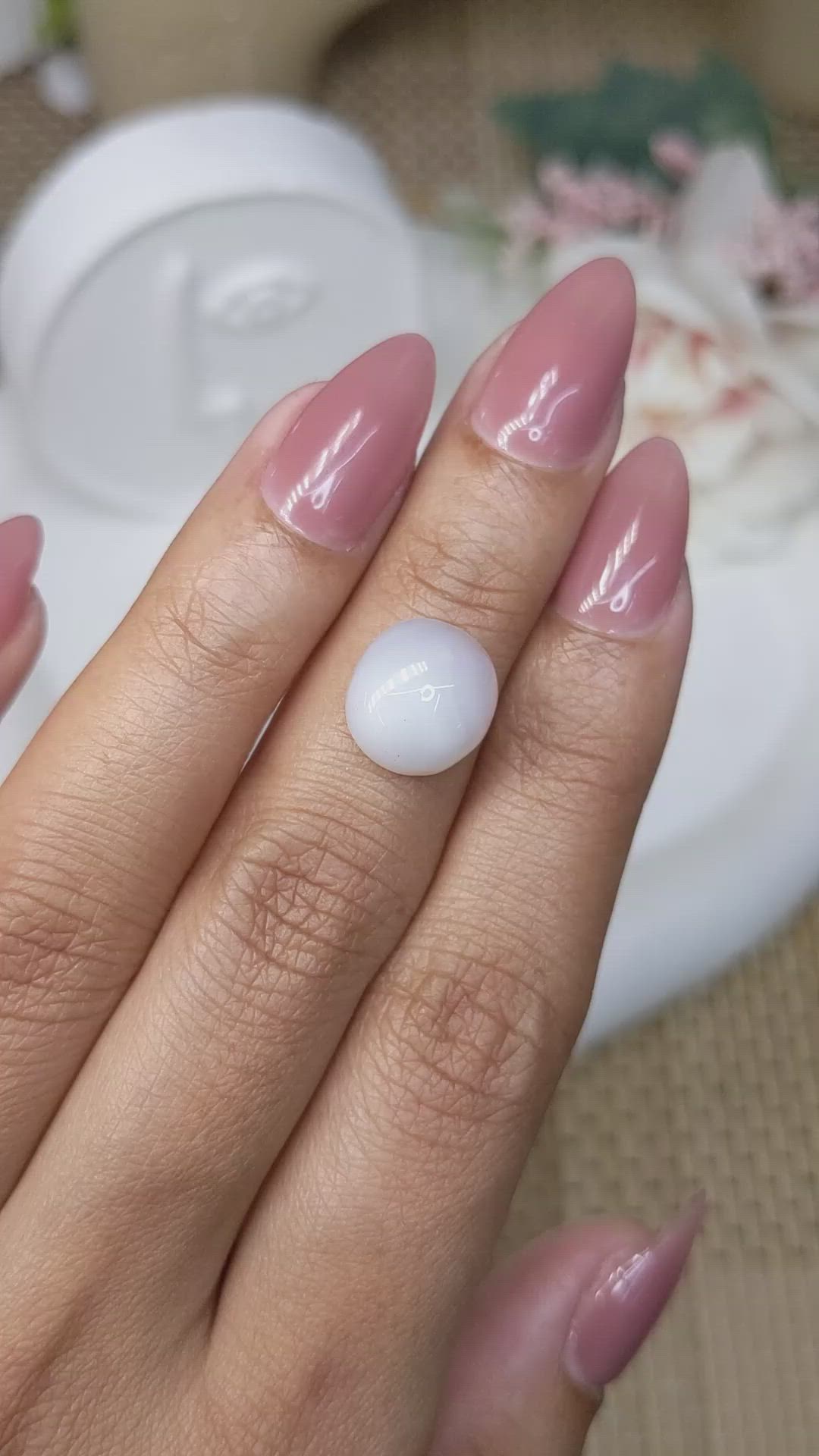 4.91 Ct. White Cabochon Adularescence Moonstone from Ceylon (Sri Lanka) Size Video