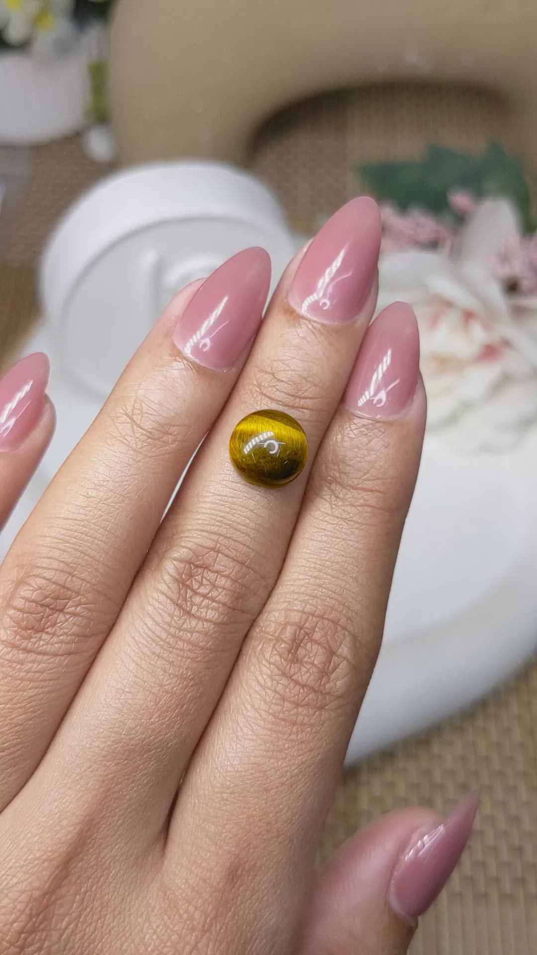 4.19 Ct. Cabochon Tiger's Eye from Ceylon (Sri Lanka) Size Video