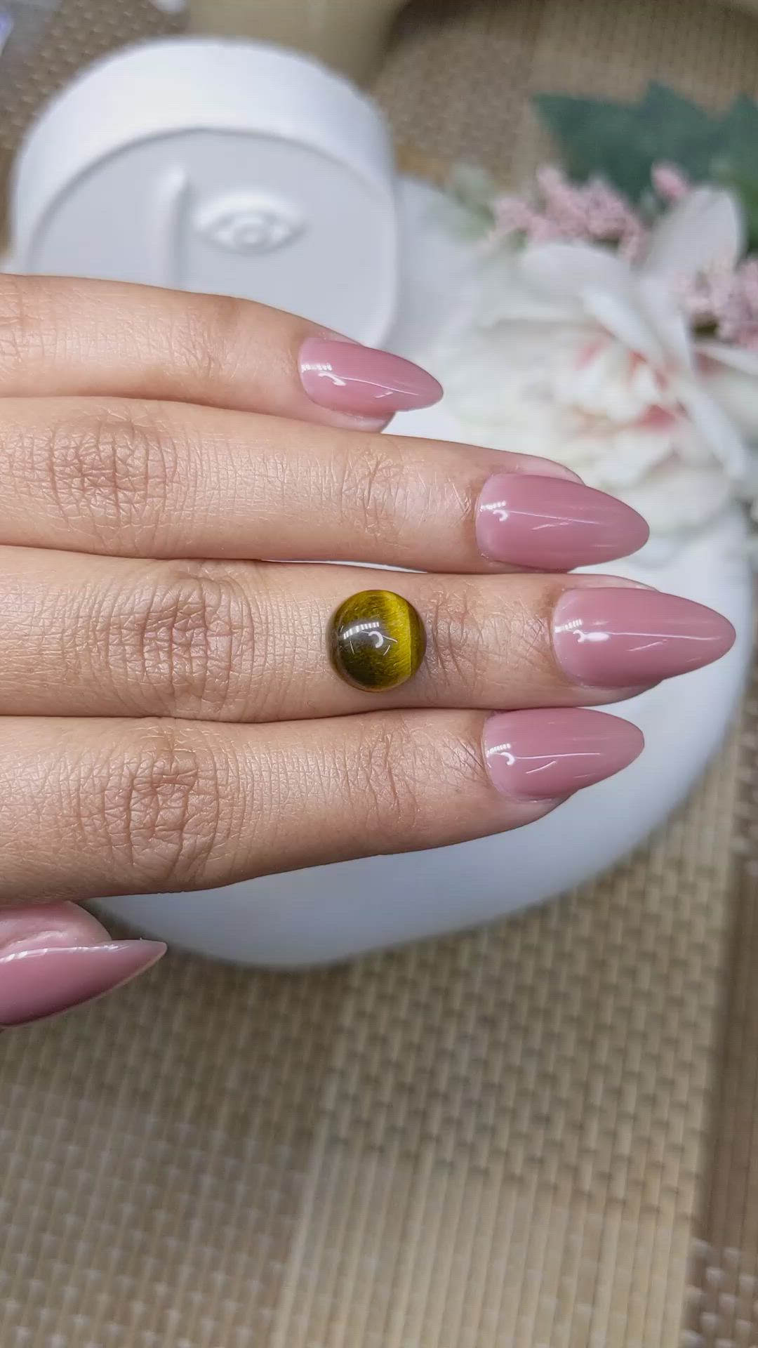 4.19 Ct. Cabochon Tiger's Eye from Ceylon (Sri Lanka) Size Video