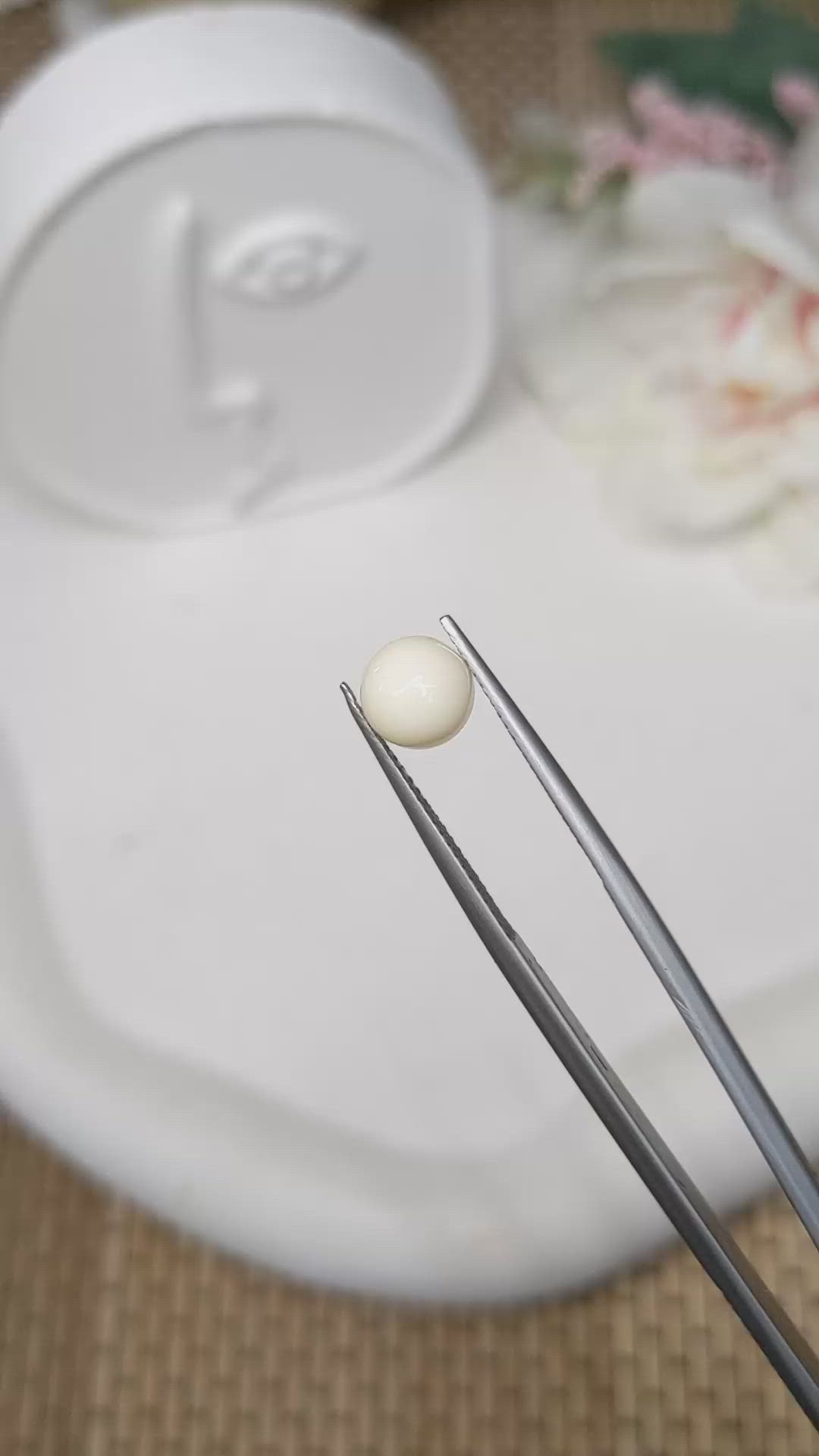 1.94 Ct. Salmon and White Cabochon Coral from Australia Size Video