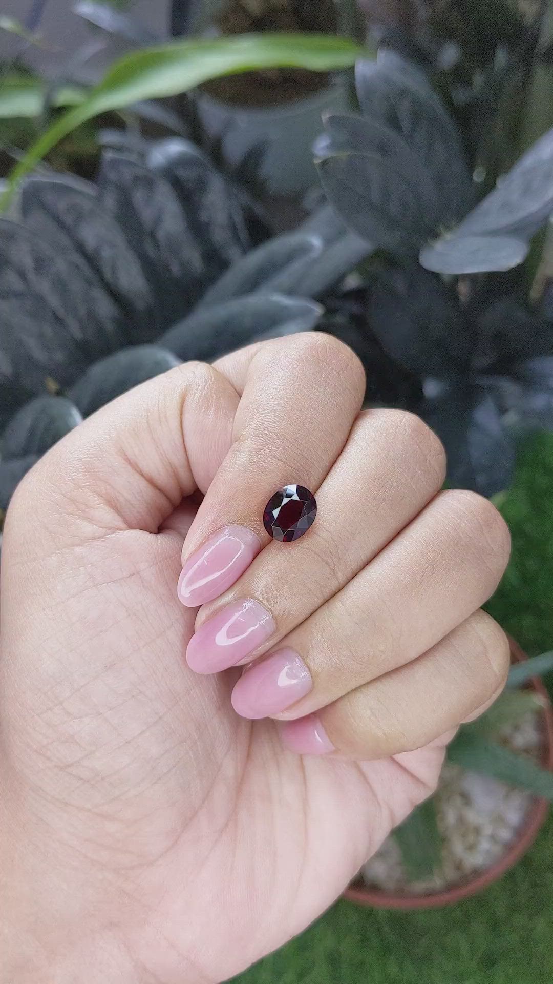 2.46 Ct. Red Garnet from Ceylon (Sri Lanka) Size Video