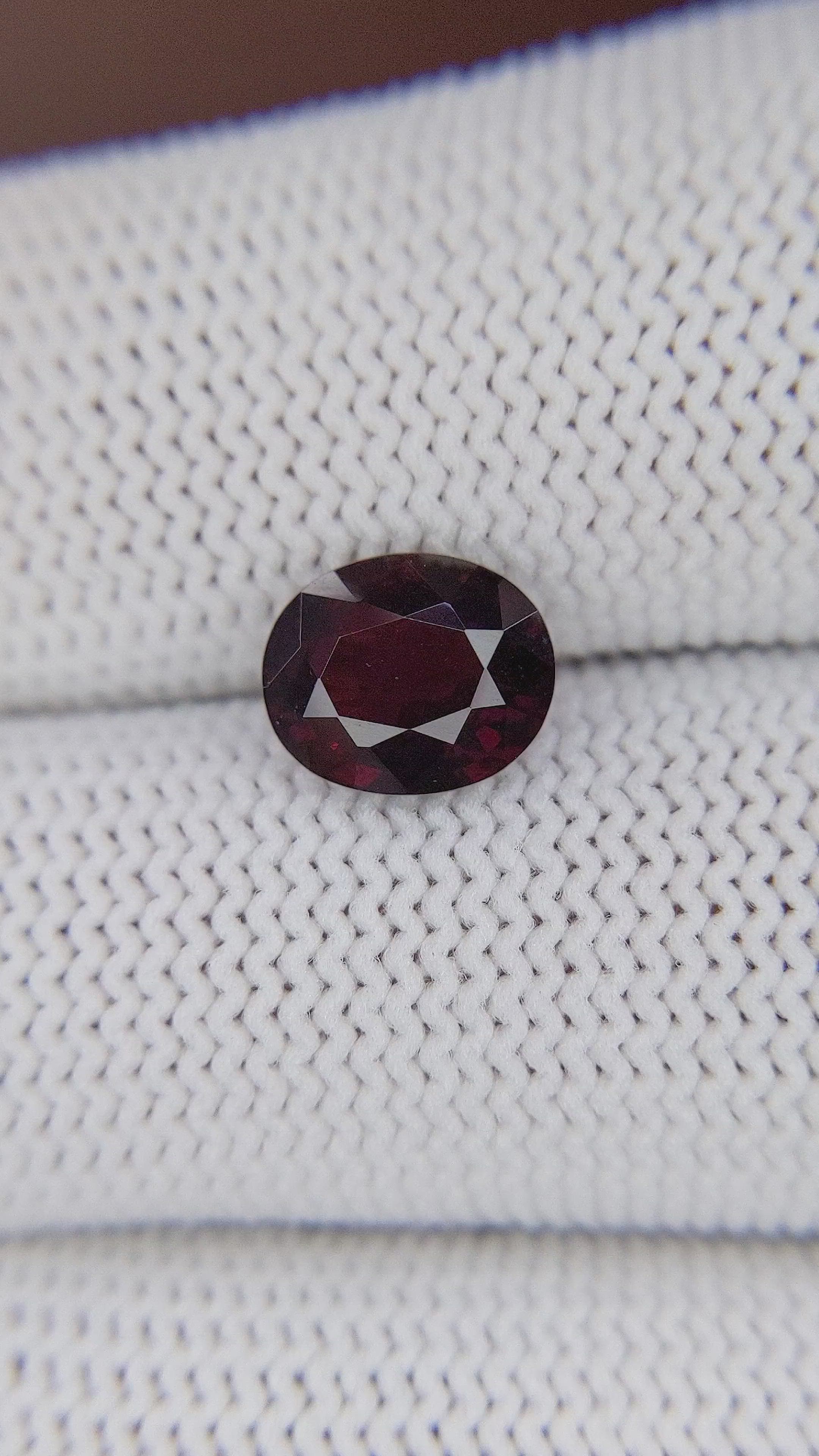 2.46 Ct. Red Garnet from Ceylon (Sri Lanka) Size Video