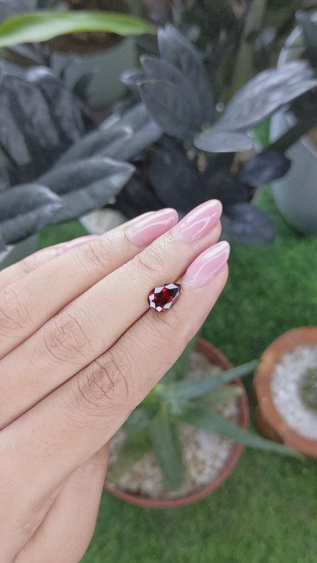 1.74 Ct. Red Garnet from Ceylon (Sri Lanka) Size Video