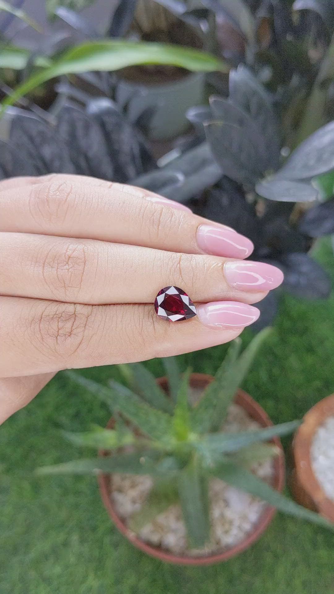 3.08 Ct. Red Garnet from Ceylon (Sri Lanka) Size Video