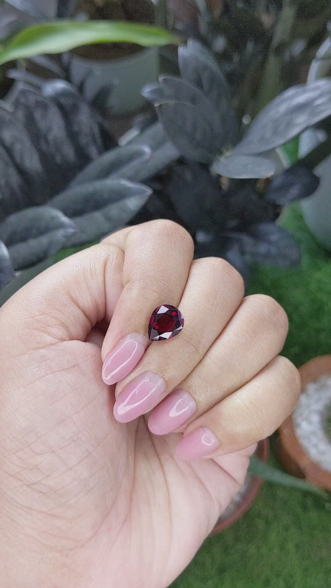 3.08 Ct. Red Garnet from Ceylon (Sri Lanka) Size Video