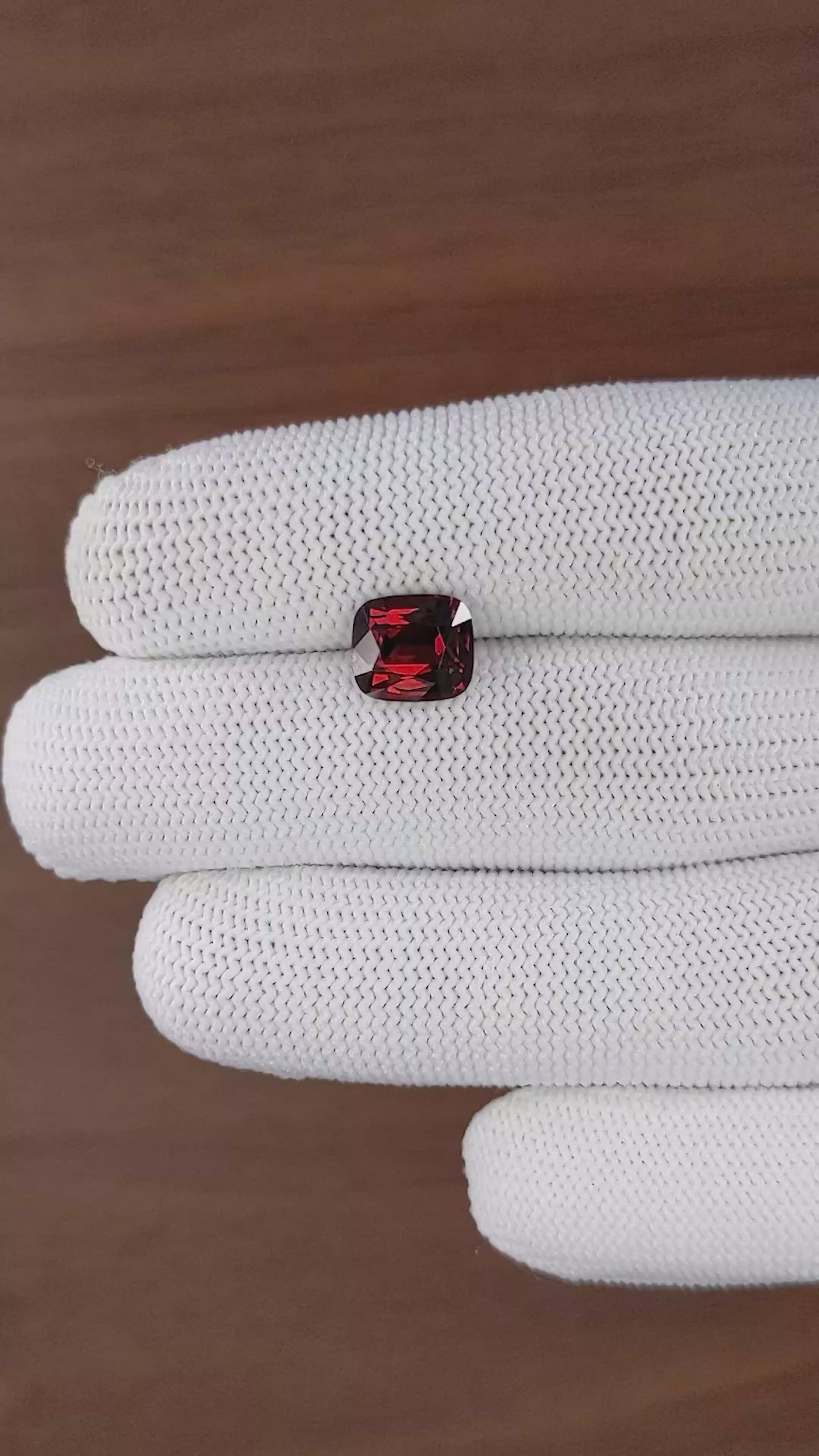 3.63 Ct. Red Garnet from Ceylon (Sri Lanka) Size Video