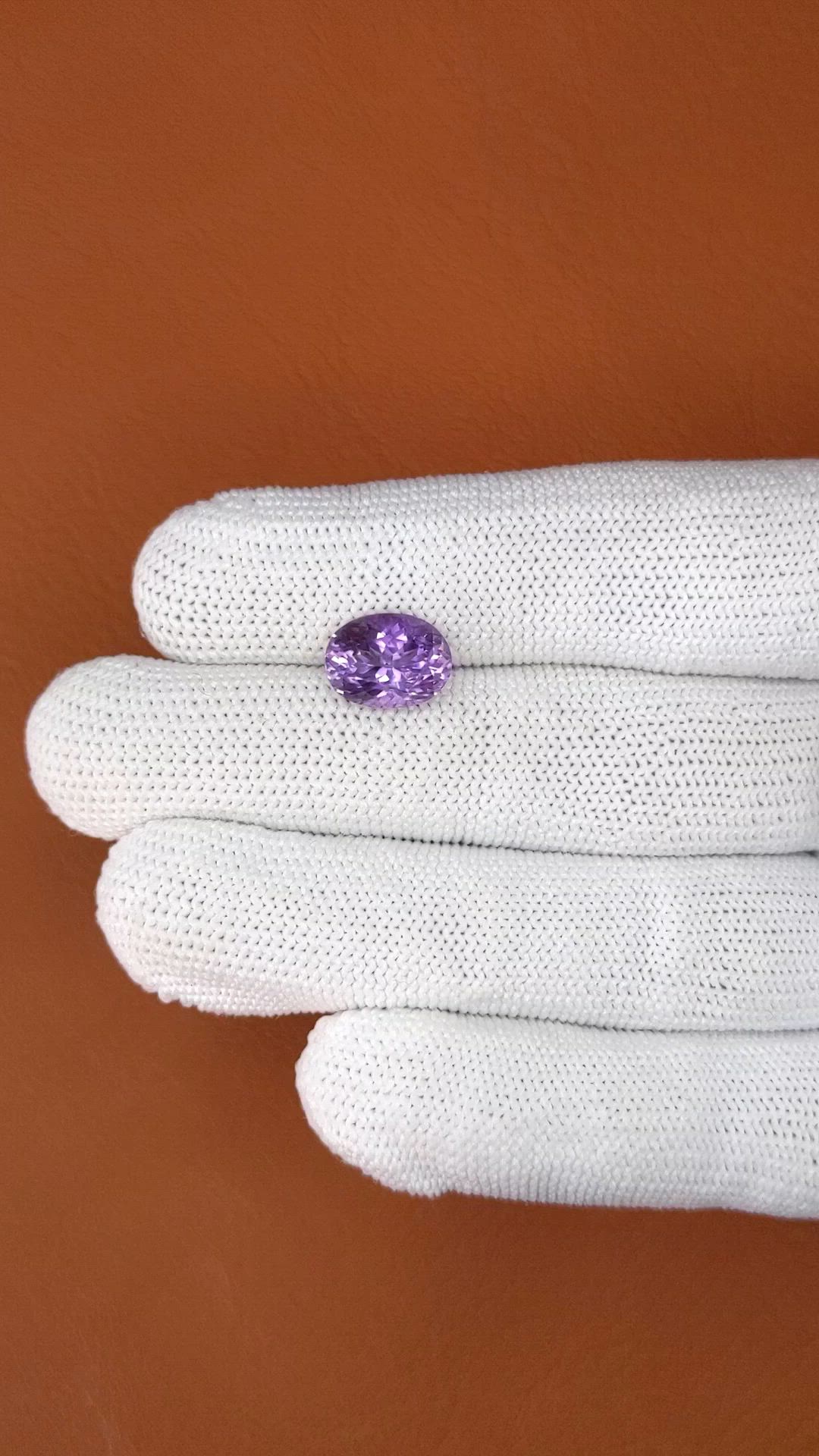 3.30 Ct. Purple Amethyst from Ceylon (Sri Lanka) Size Video