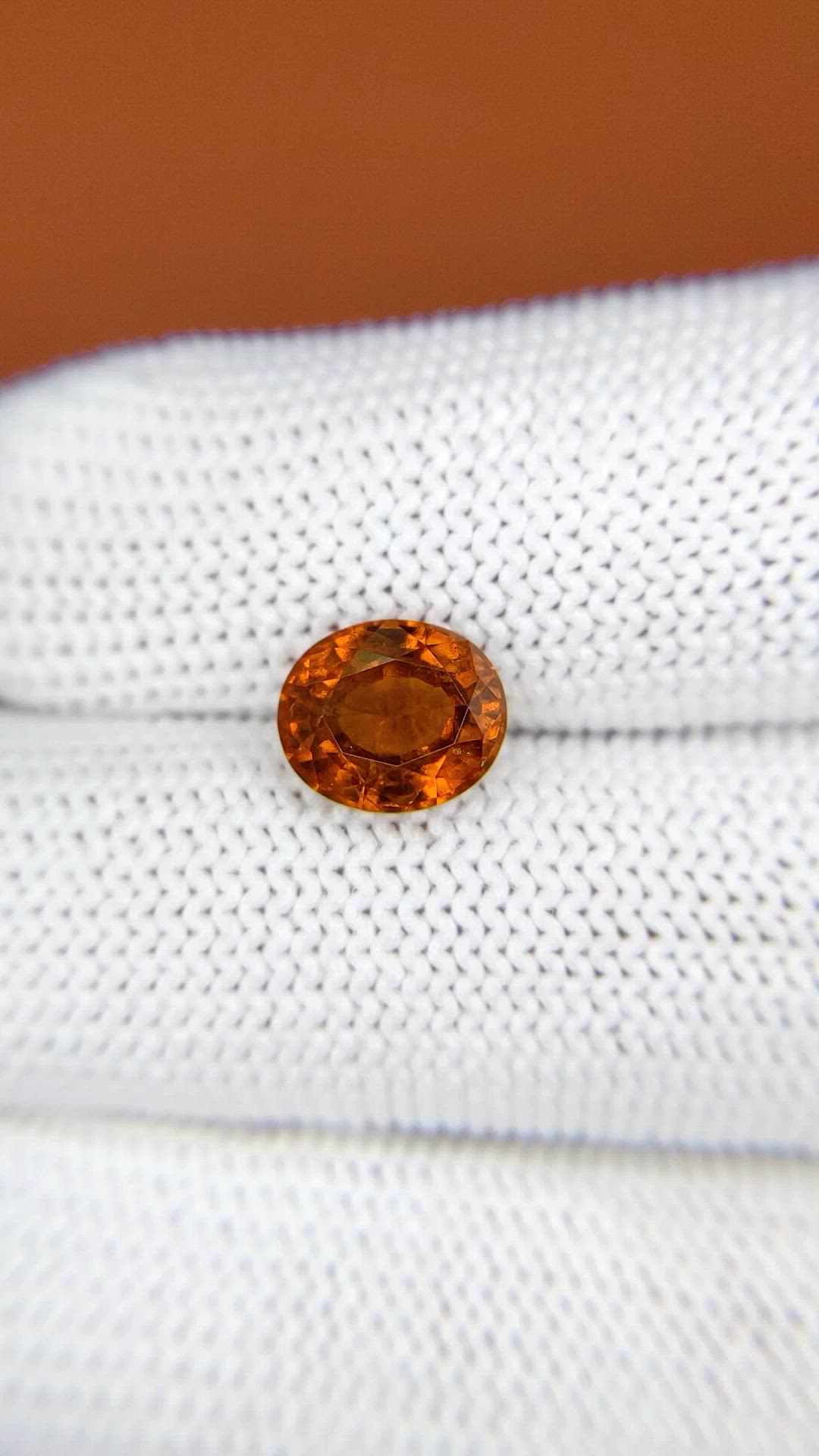 2.60 Ct. Orange Hessonite Garnet from Madagascar Size Video