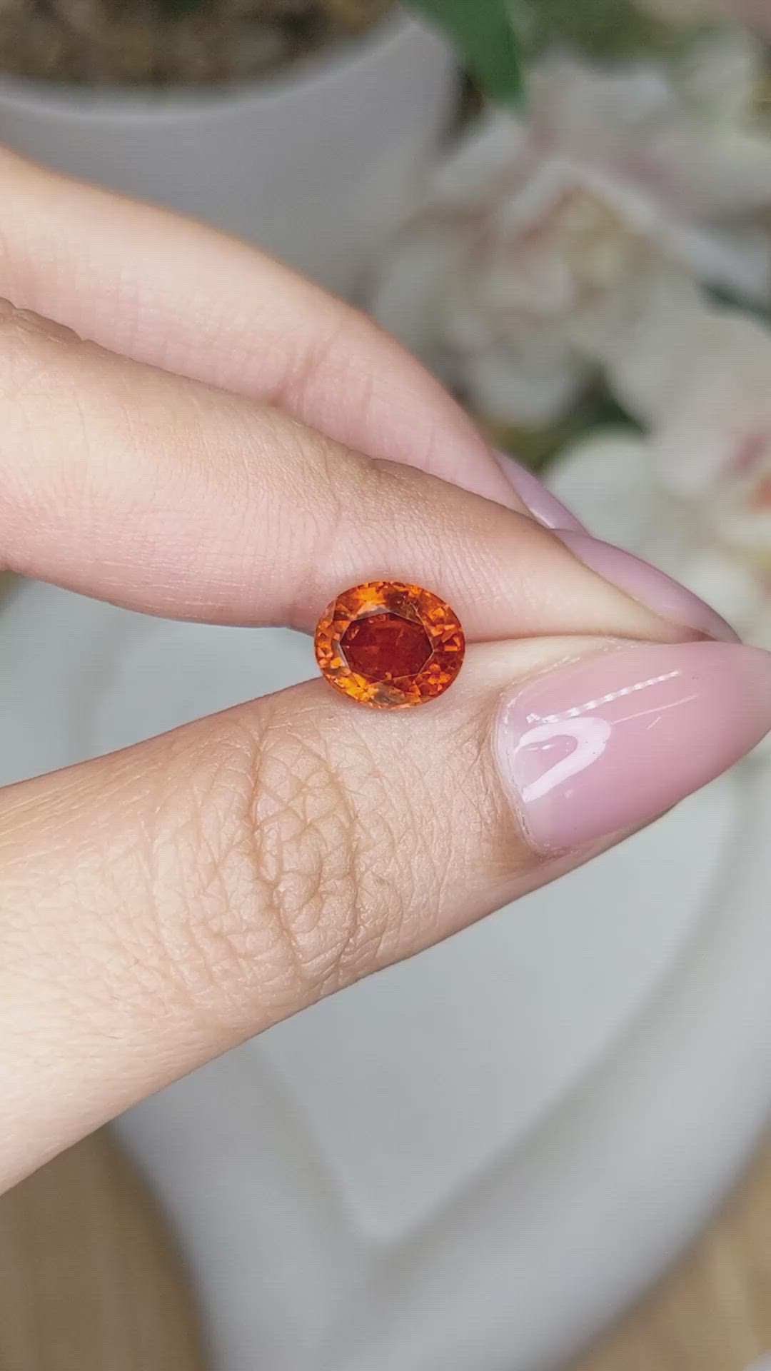 2.60 Ct. Orange Hessonite Garnet from Madagascar Size Video
