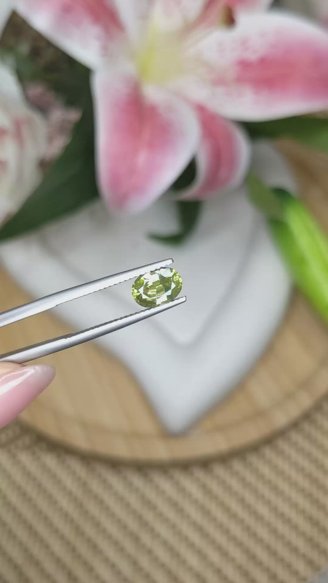 1.57 Ct. Yellowish Green Zircon from Ceylon (Sri Lanka) Size Video