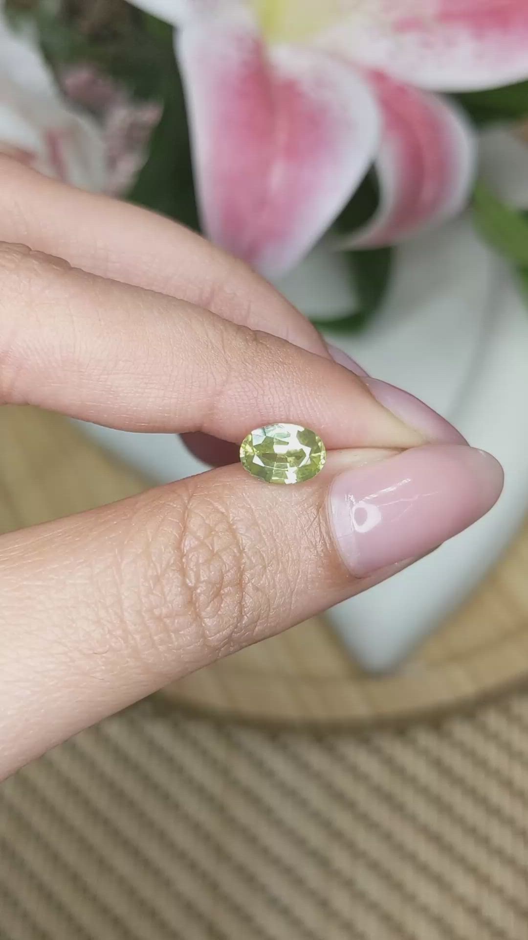 1.57 Ct. Yellowish Green Zircon from Ceylon (Sri Lanka) Size Video