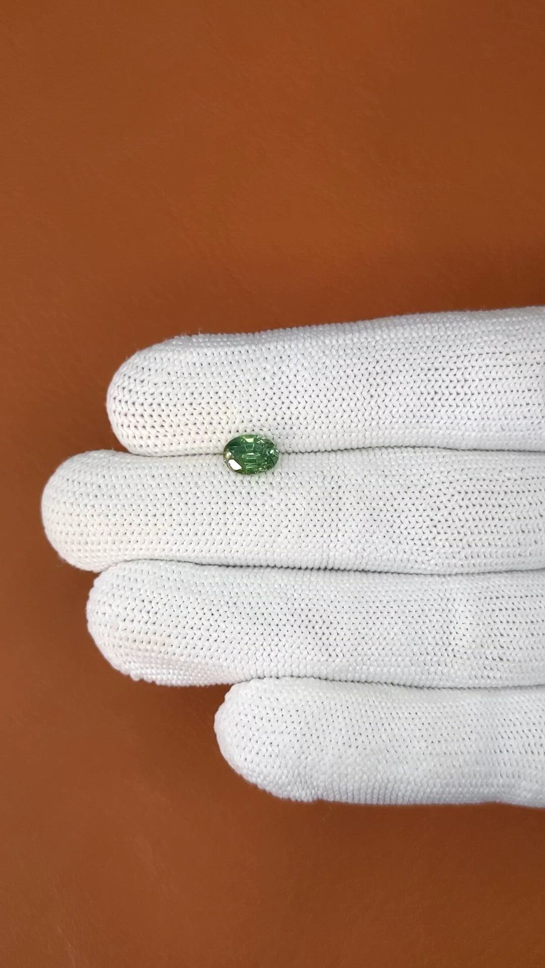 1.52 Ct. Green Zircon from Ceylon (Sri Lanka) Size Video