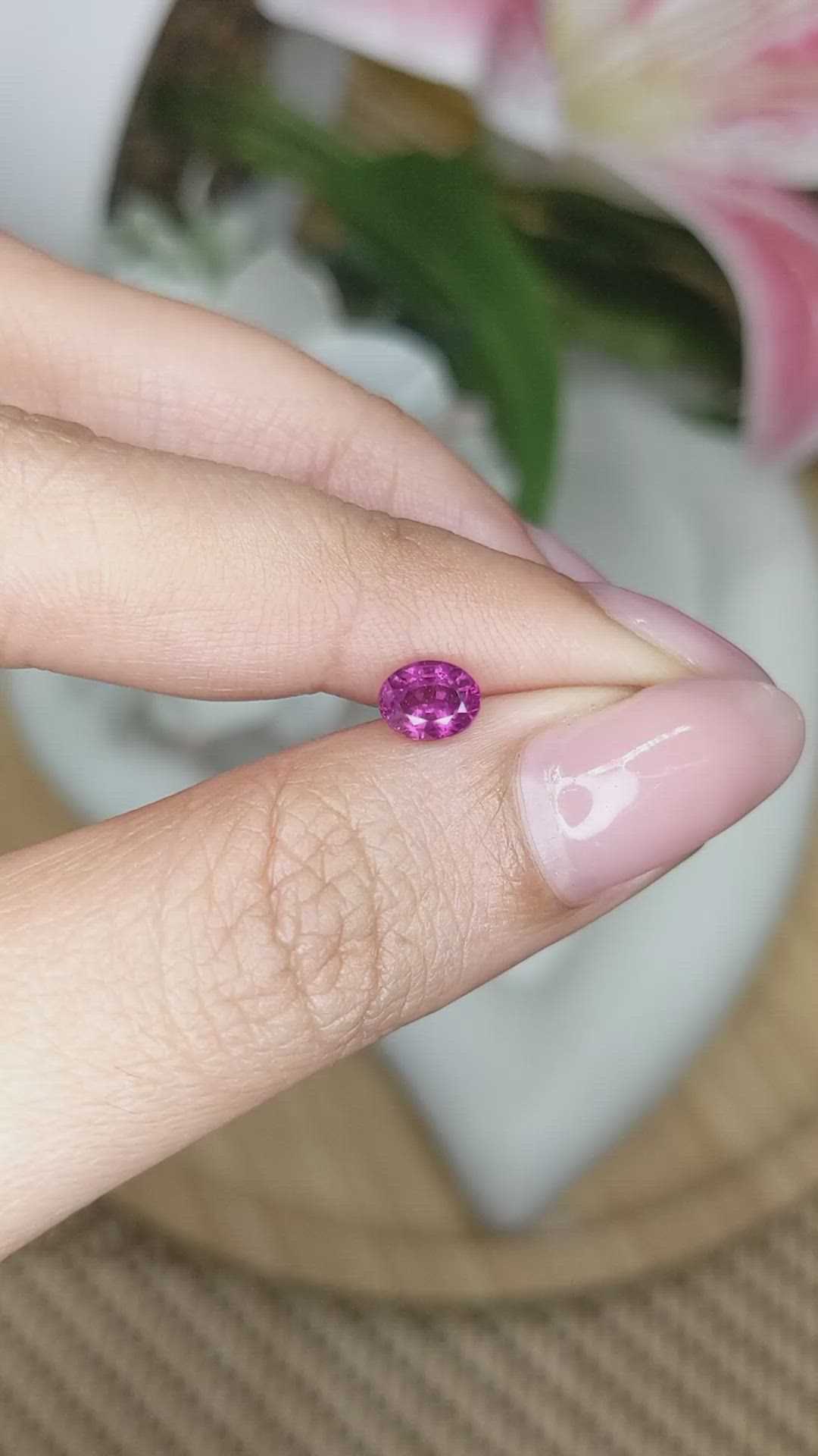 0.72 Ct. Pinkish Purple Garnet from Ceylon (Sri Lanka) Size Video