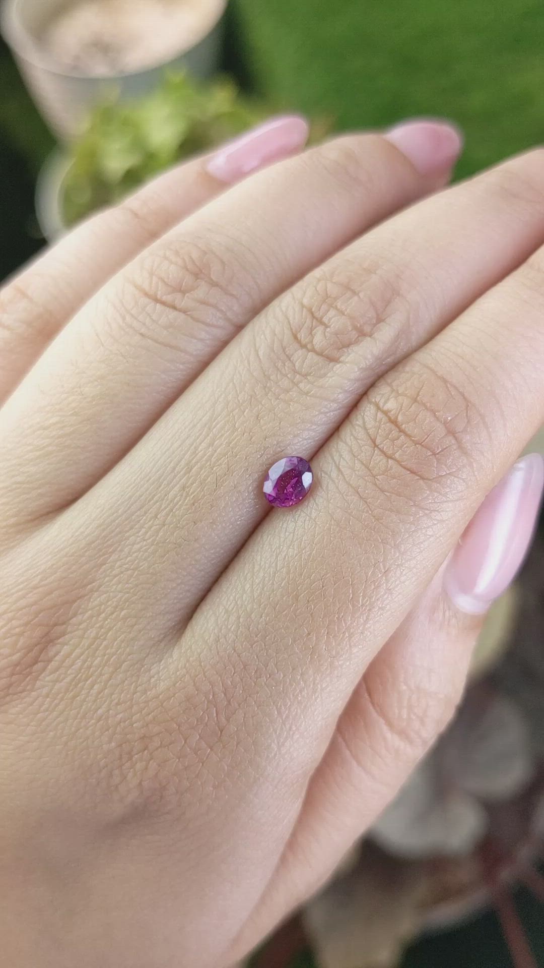 0.72 Ct. Pinkish Purple Garnet from Ceylon (Sri Lanka) Size Video