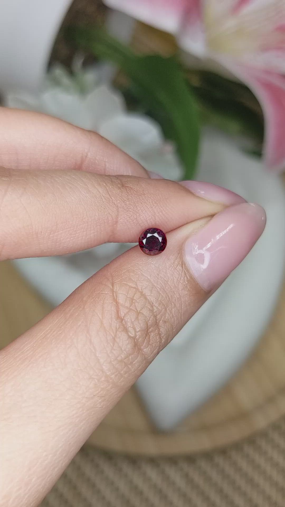 0.76 Ct. Red Garnet from Ceylon (Sri Lanka) Size Video