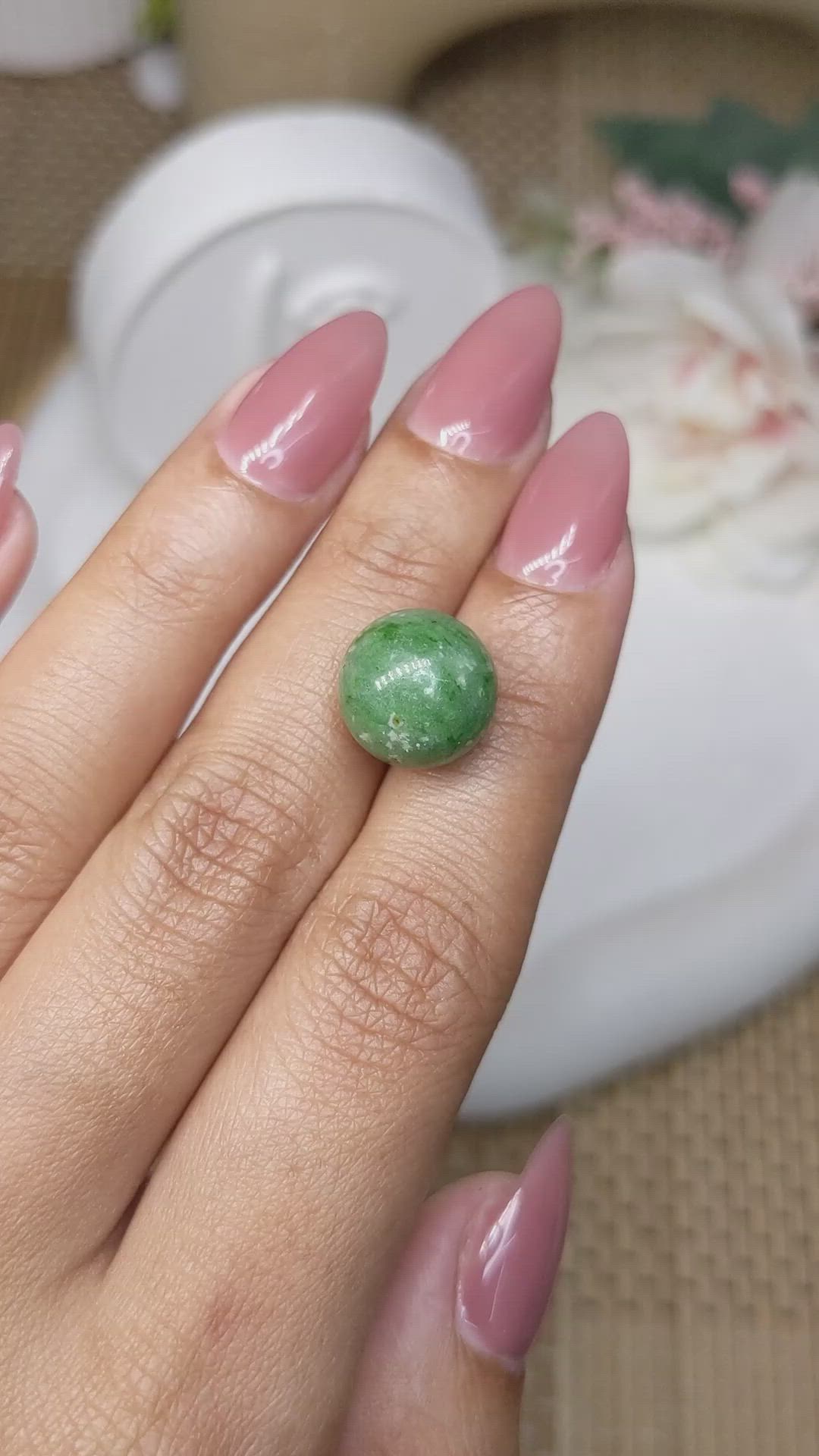 12.43 Ct. Green Jade from Burma (Myanmar) Size Video