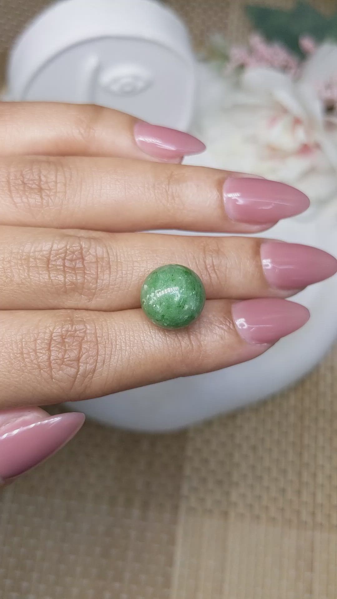 12.43 Ct. Green Jade from Burma (Myanmar) Size Video