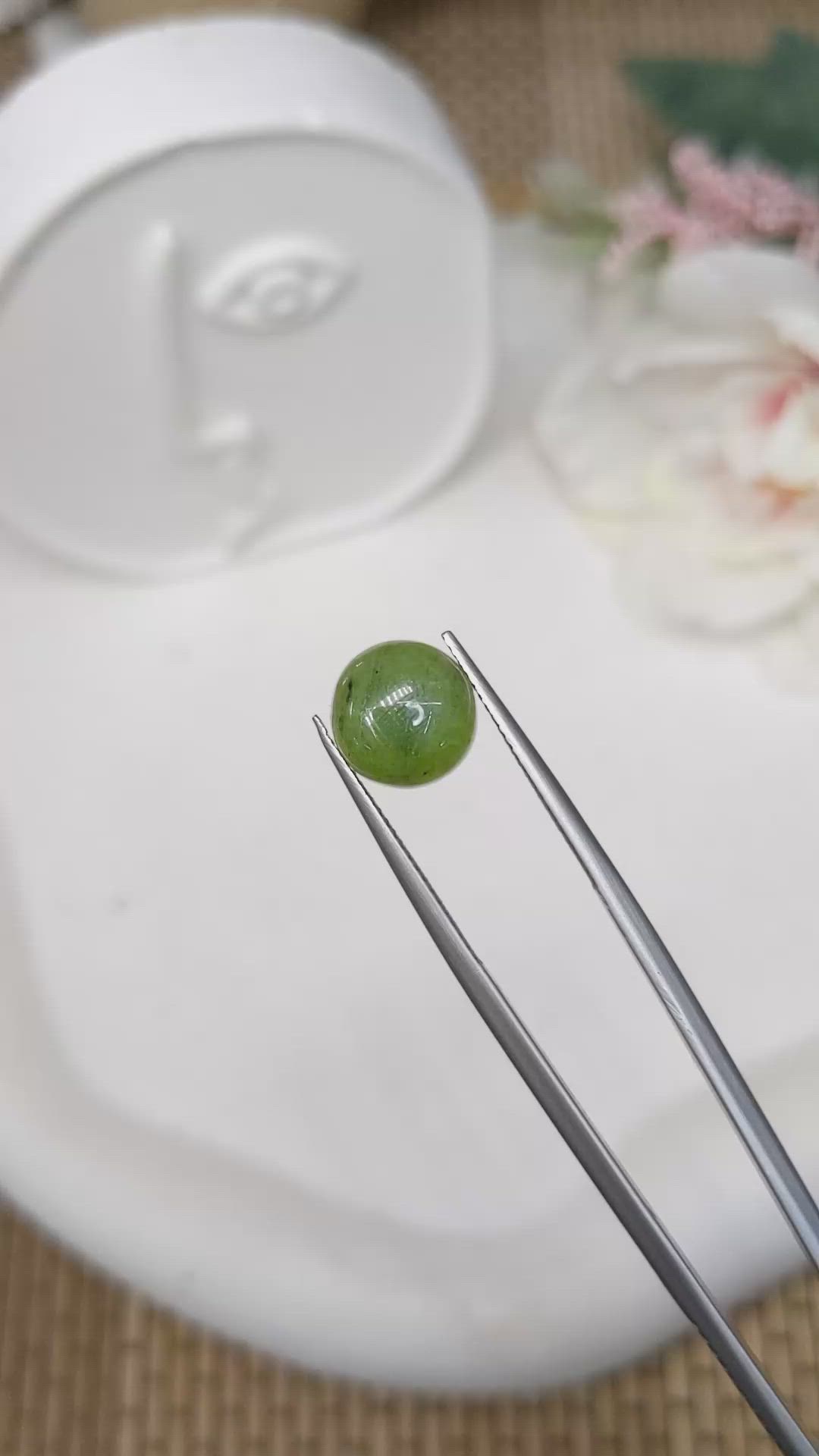 3.42 Ct. Green Cabochon Jade from Burma (Myanmar) Size Video