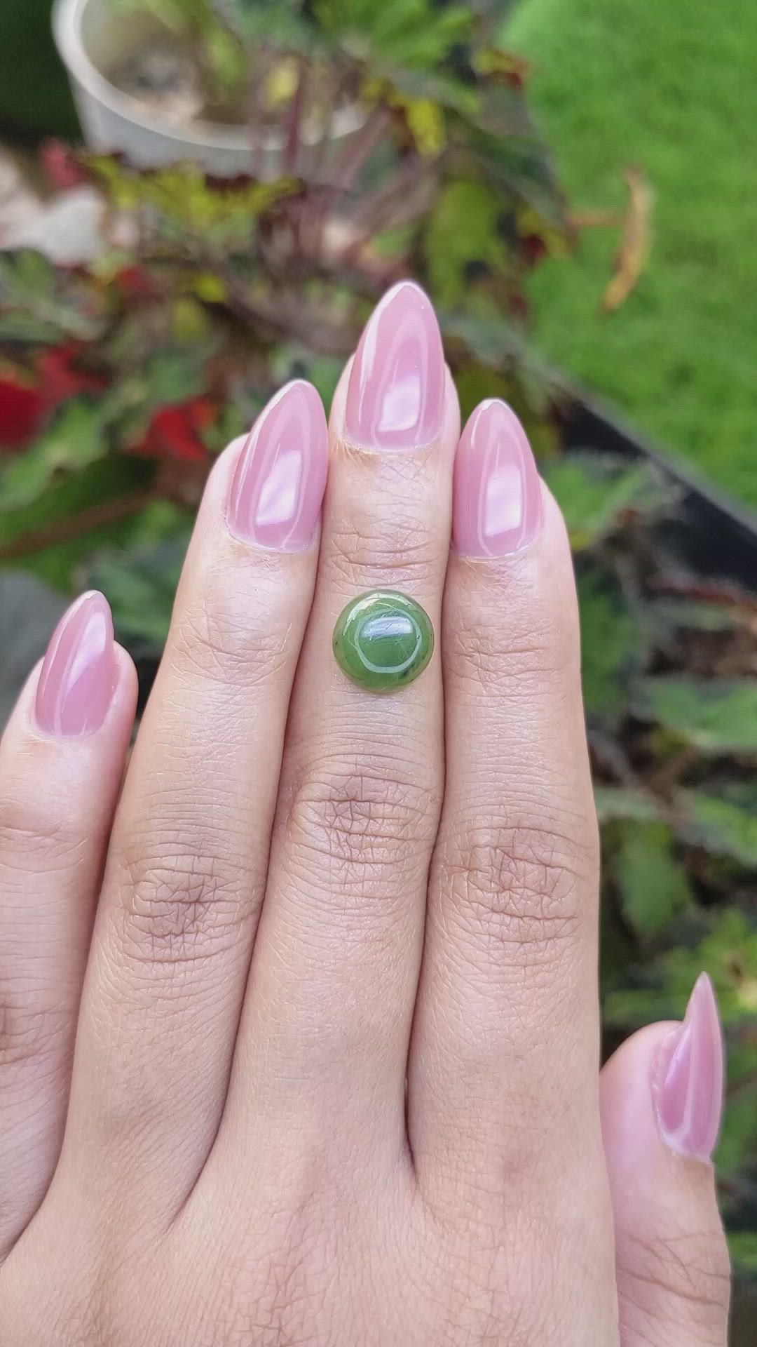 3.42 Ct. Green Cabochon Jade from Burma (Myanmar) Size Video