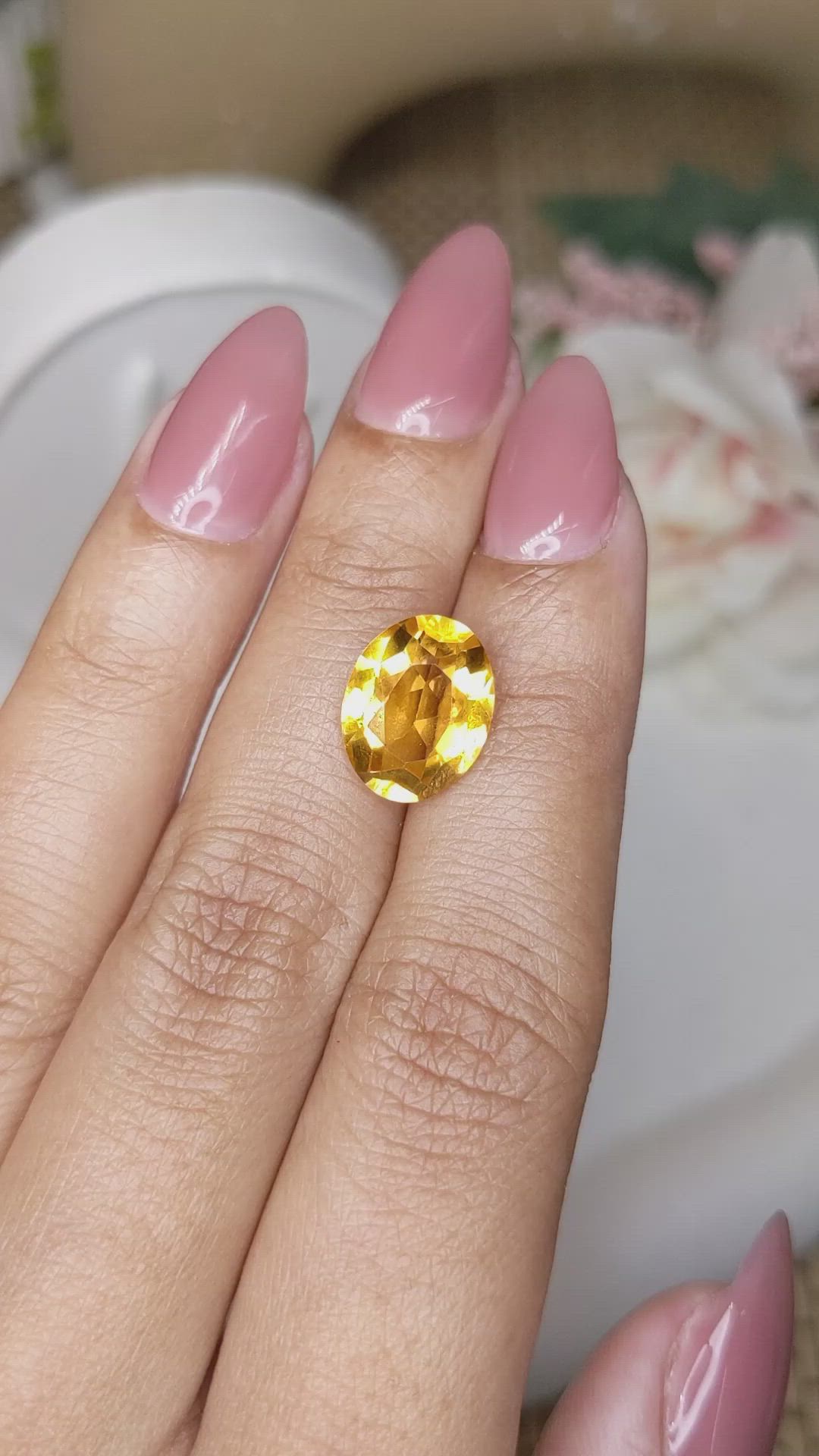 4.38 Ct. Yellow Citrine from Brazil Size Video