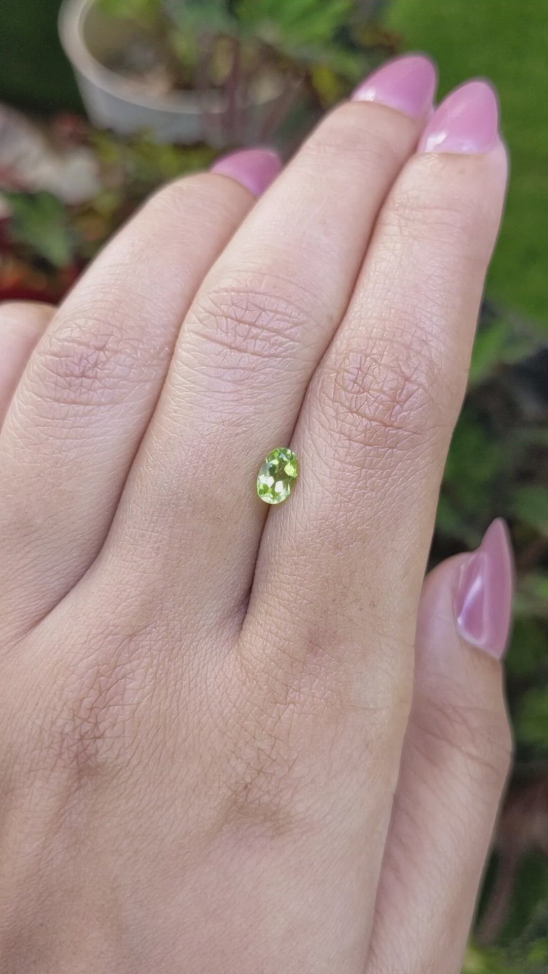 0.61 Ct. Yellowish Green Peridot from Ceylon (Sri Lanka) Size Video