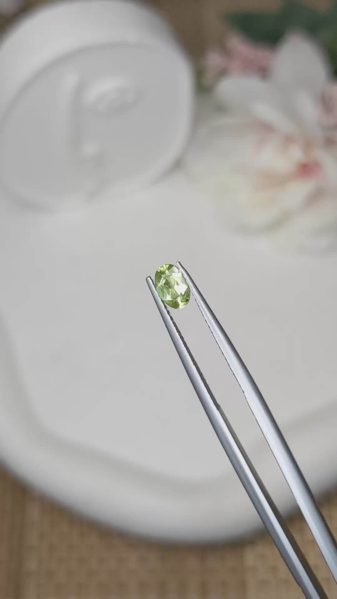 0.51 Ct. Green (Lime Green) Peridot from Ceylon (Sri Lanka) Size Video
