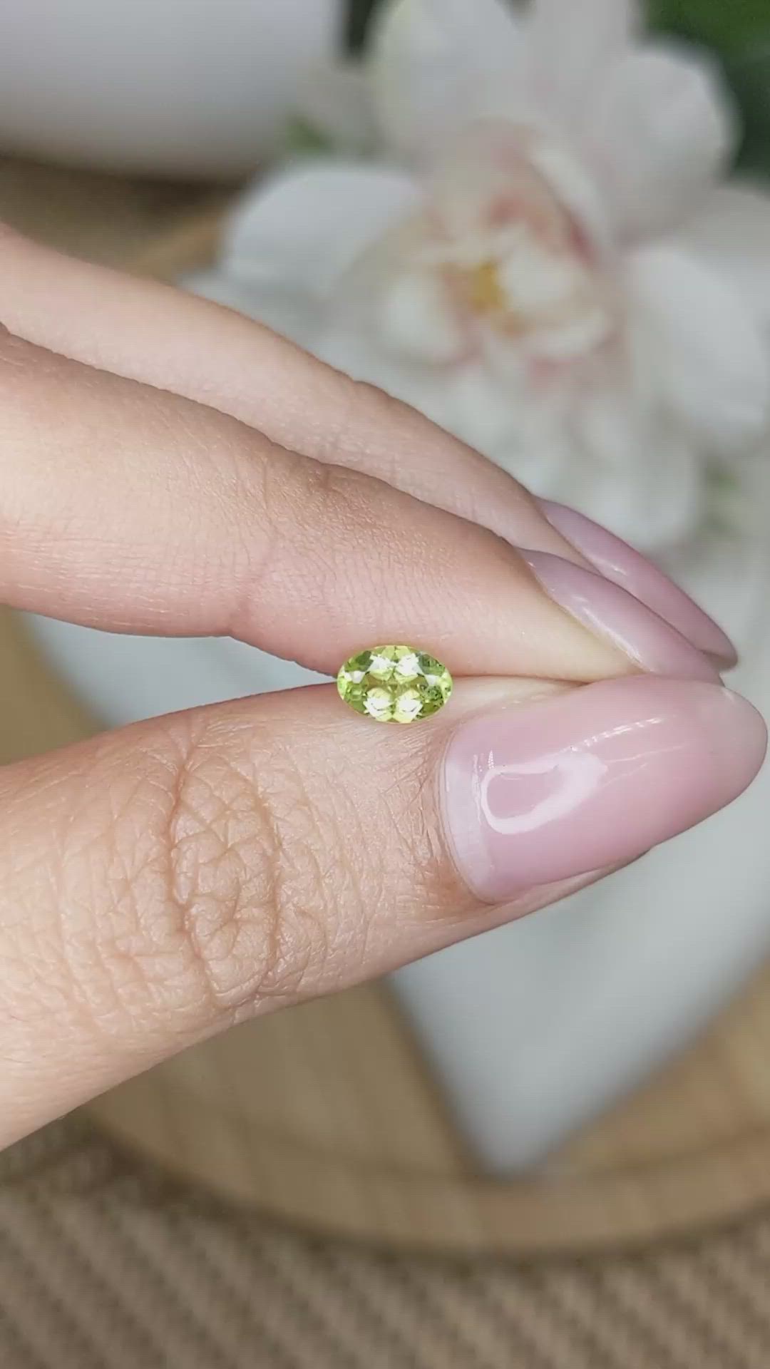 0.57 Ct. Yellowish Green Peridot from Ceylon (Sri Lanka) Size Video
