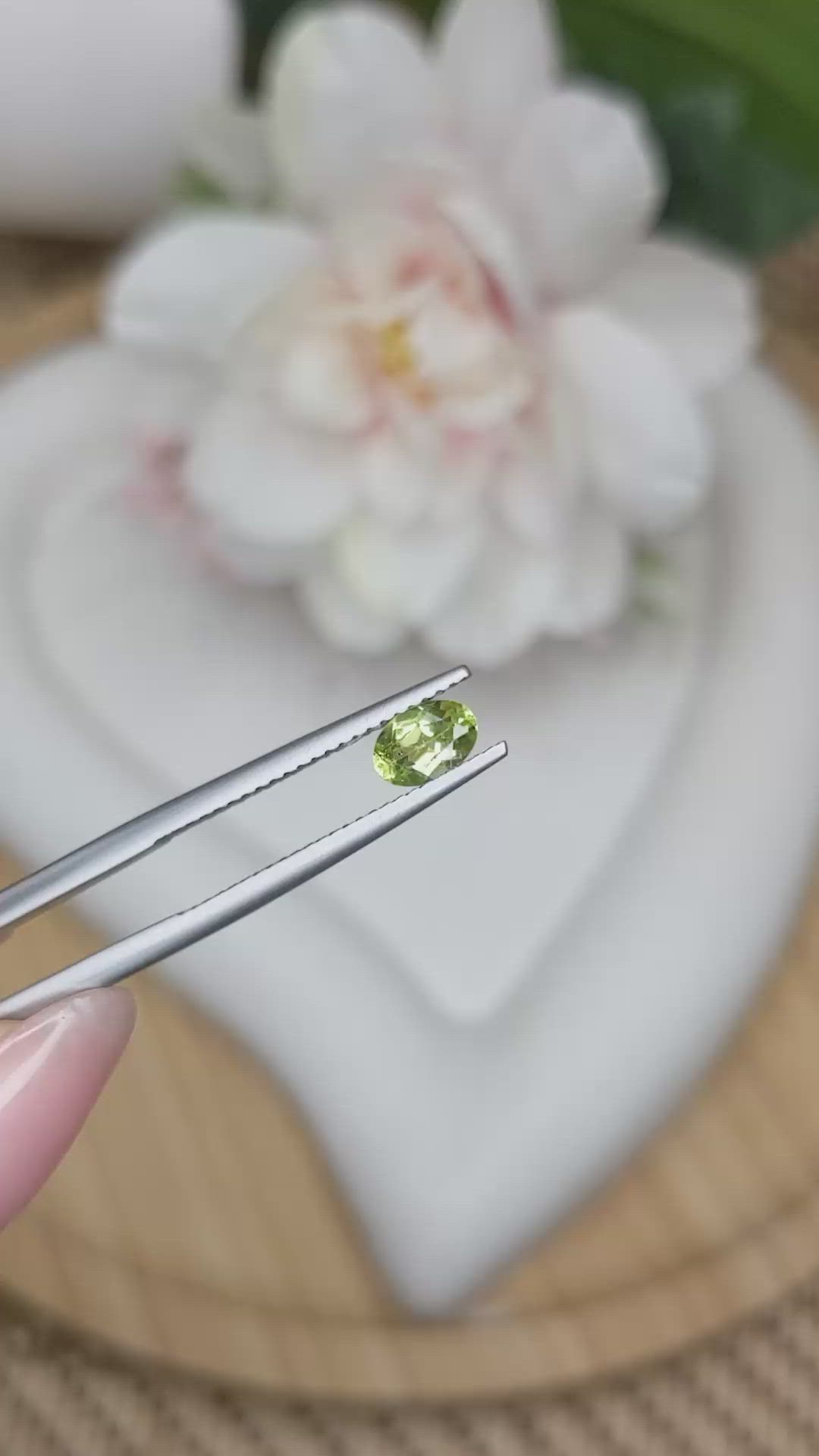 0.57 Ct. Yellowish Green Peridot from Ceylon (Sri Lanka) Size Video