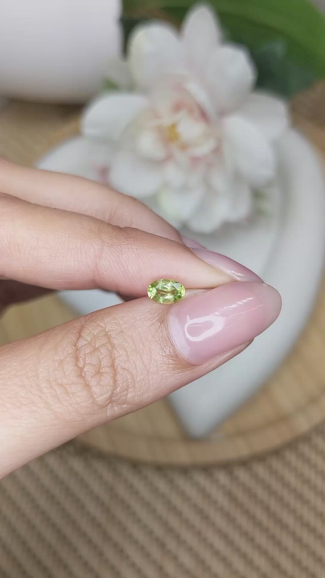 0.53 Ct. Yellowish Green Peridot from Ceylon (Sri Lanka) Size Video
