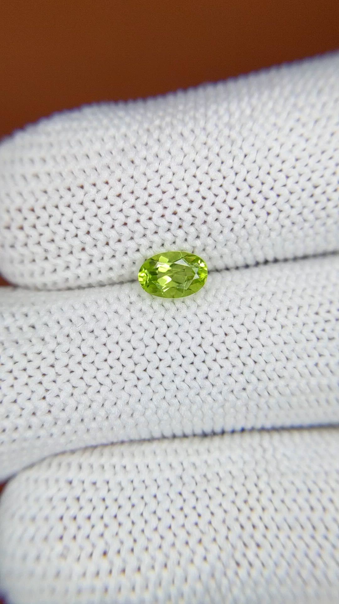 0.53 Ct. Yellowish Green Peridot from Ceylon (Sri Lanka) Size Video