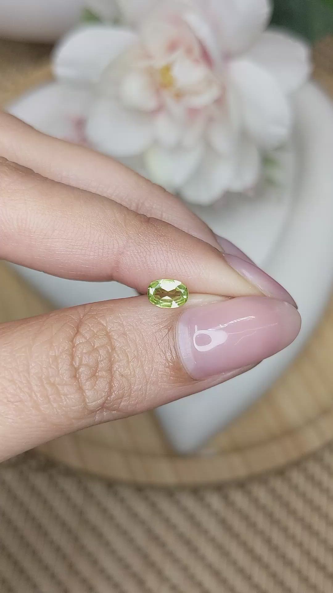 0.40 Ct. Yellowish Green Peridot from Ceylon (Sri Lanka) Size Video
