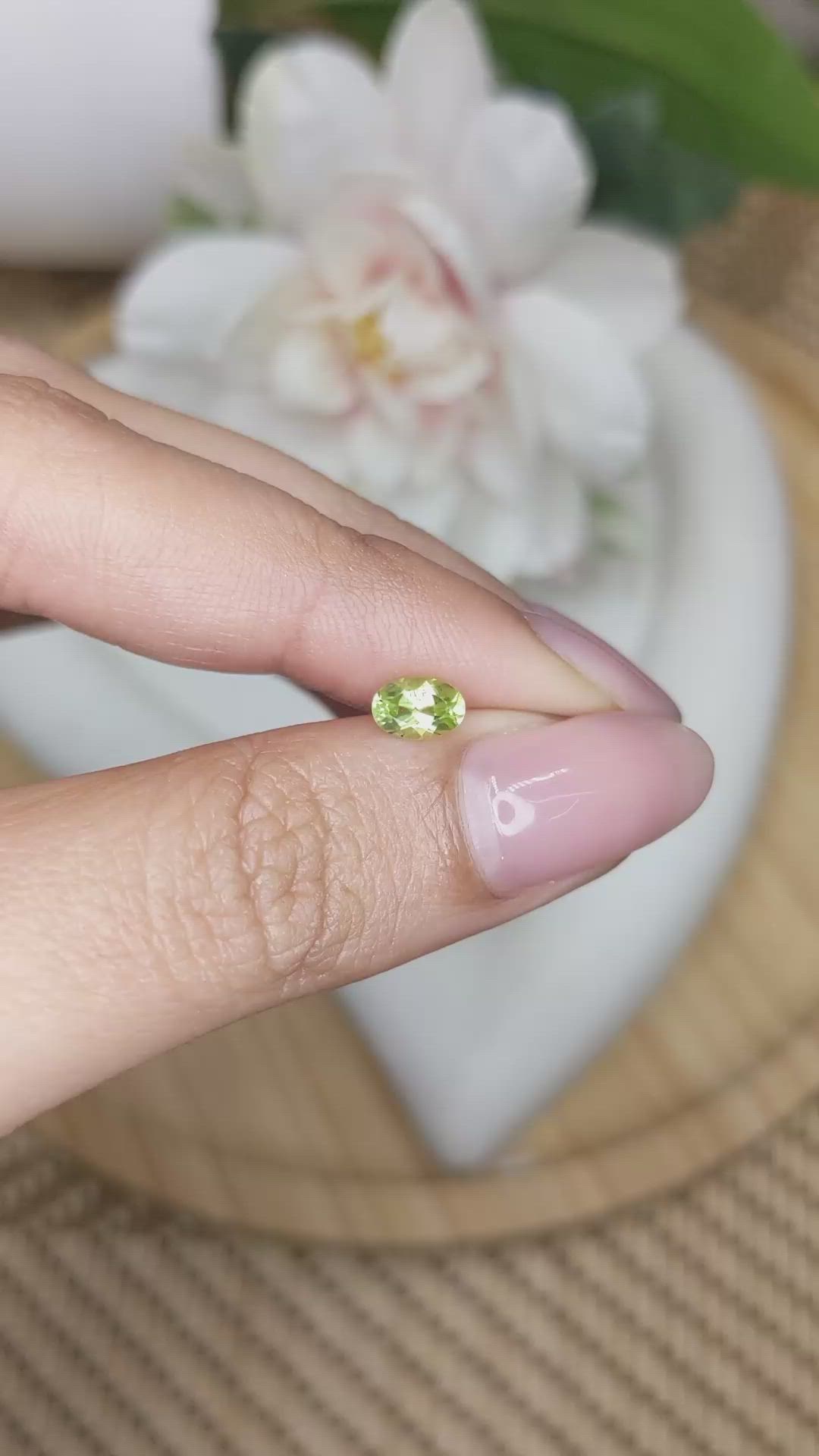 0.55 Ct. Yellowish Green Peridot from Ceylon (Sri Lanka) Size Video