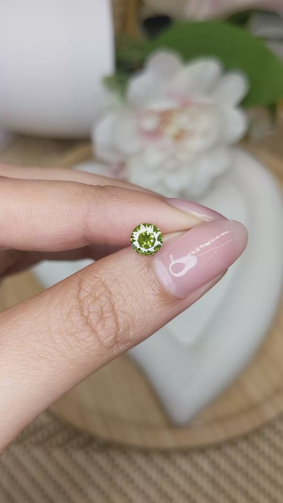 1.23 Ct. Yellowish Green Zircon from Ceylon (Sri Lanka) Size Video