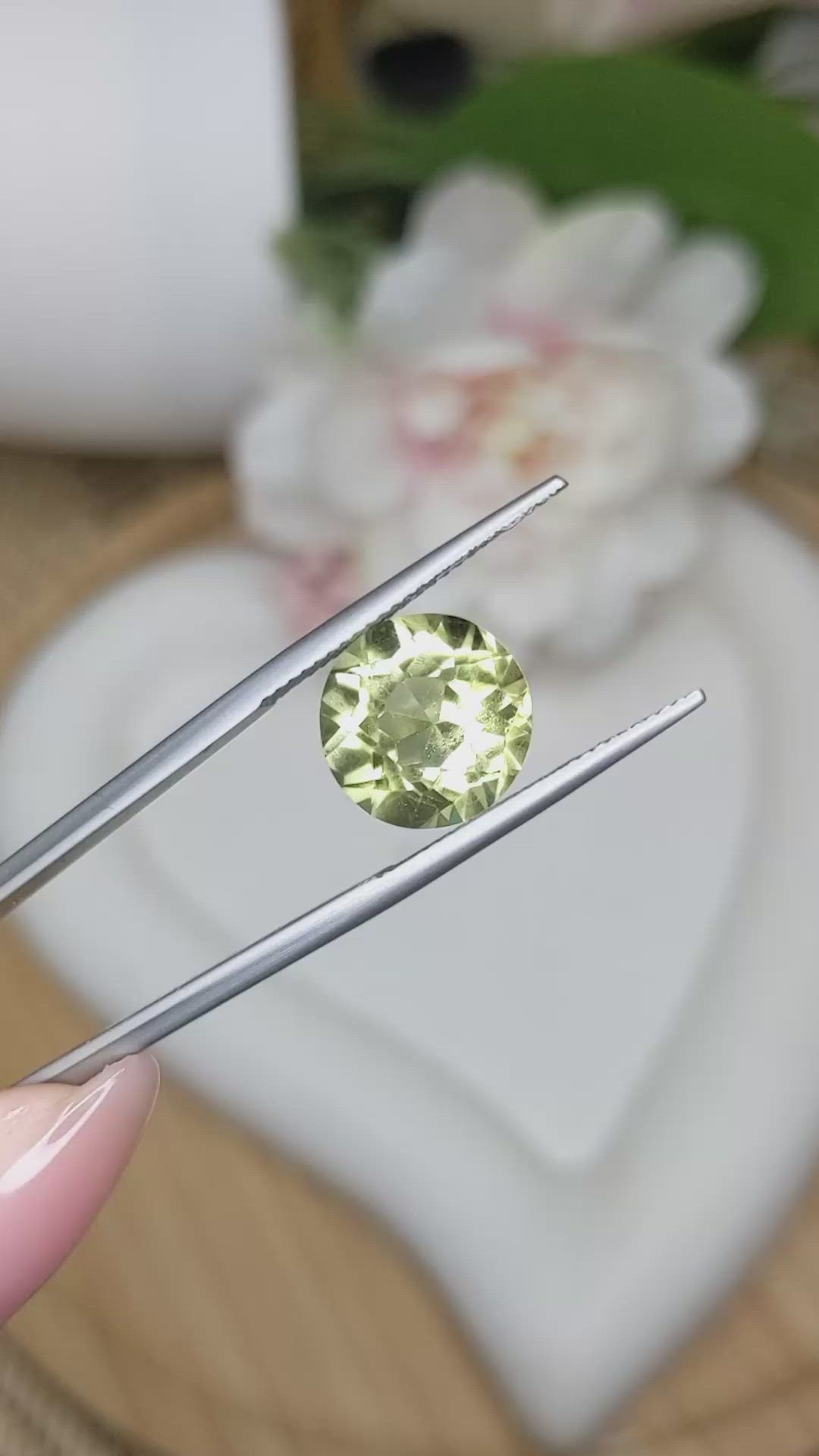 5.65 Ct. Yellowish Green Prasiolite from Brazil Size Video