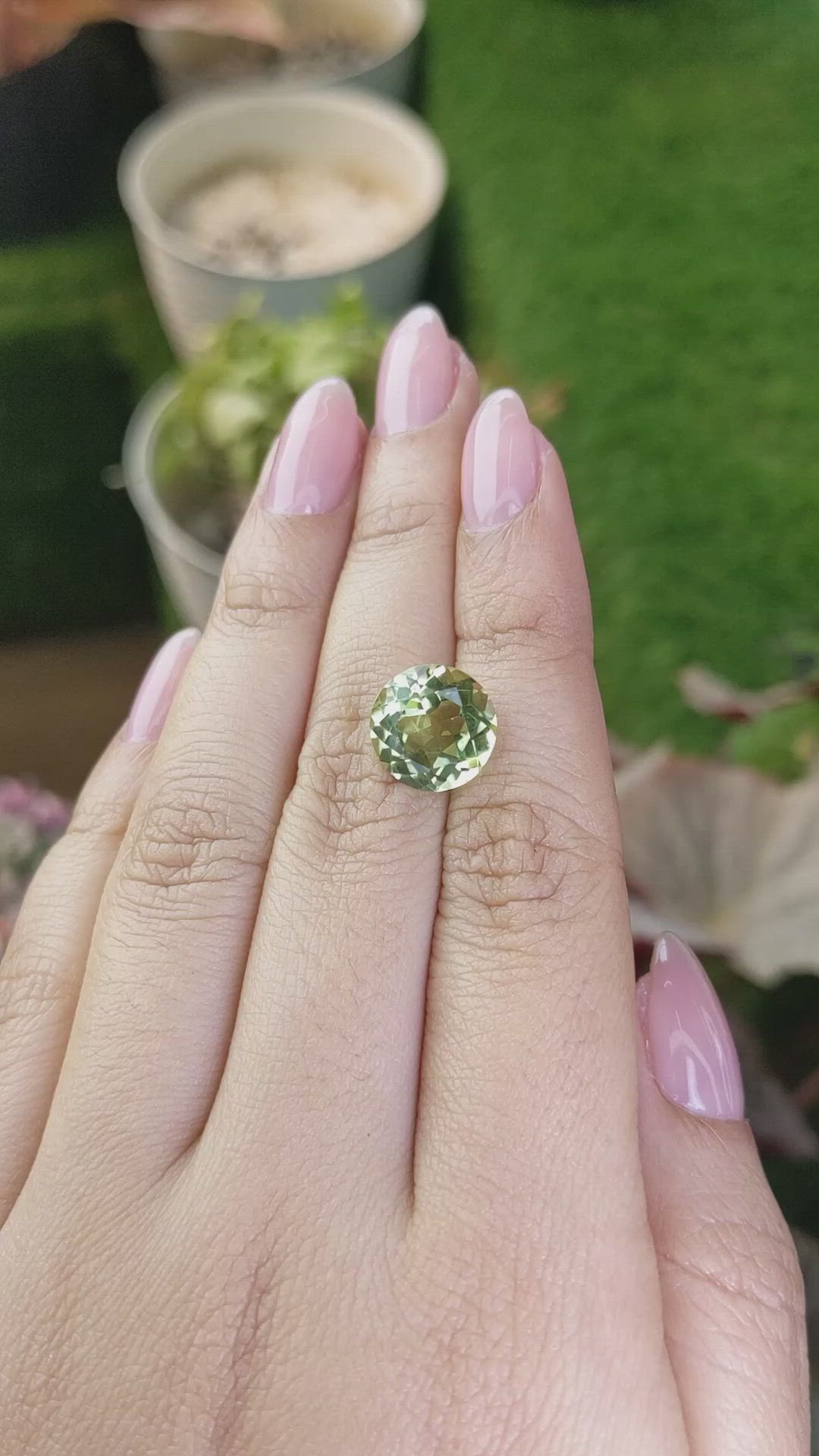 5.47 Ct. Yellowish Green Prasiolite from Brazil Size Video