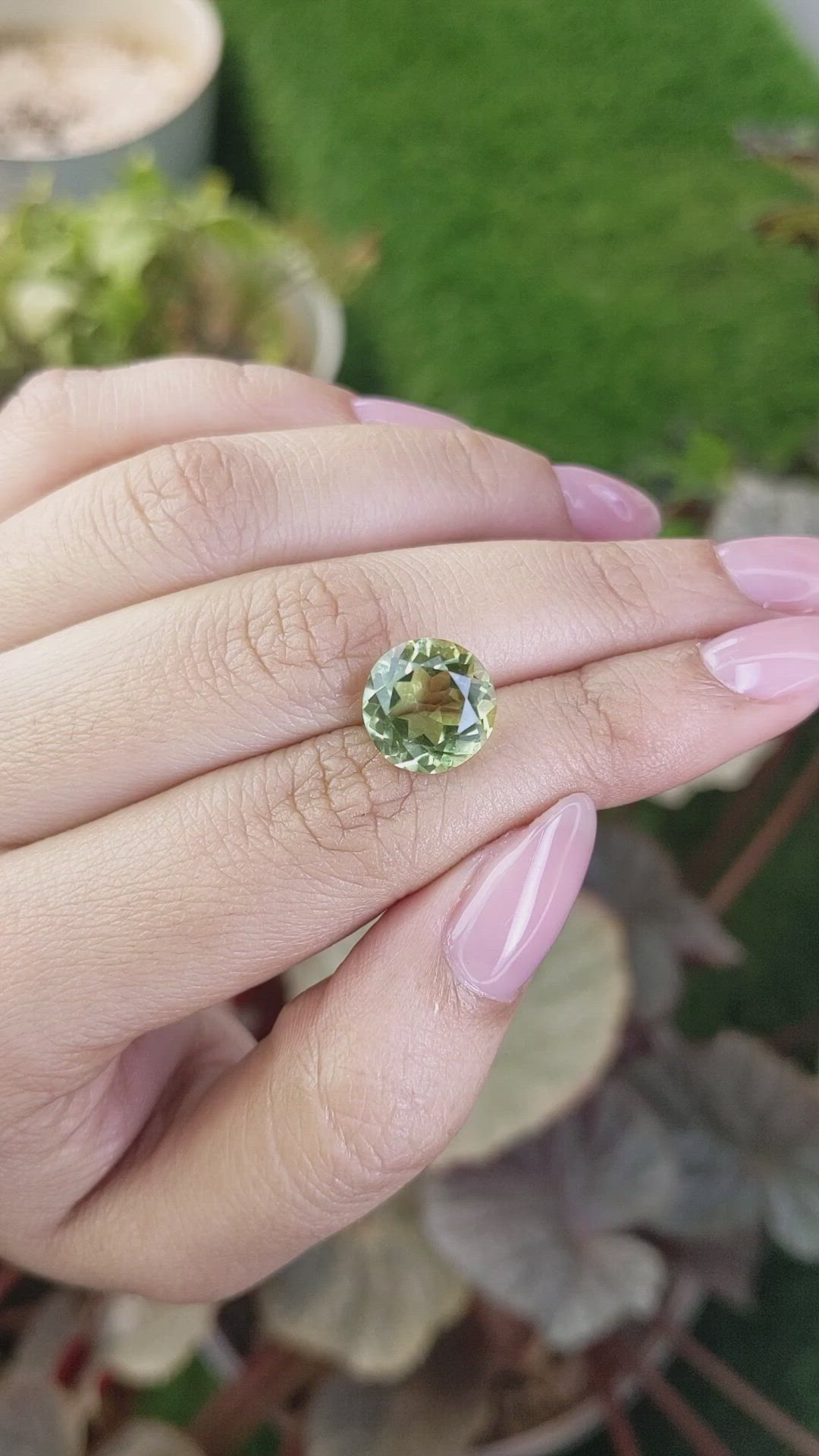 5.47 Ct. Yellowish Green Prasiolite from Brazil Size Video