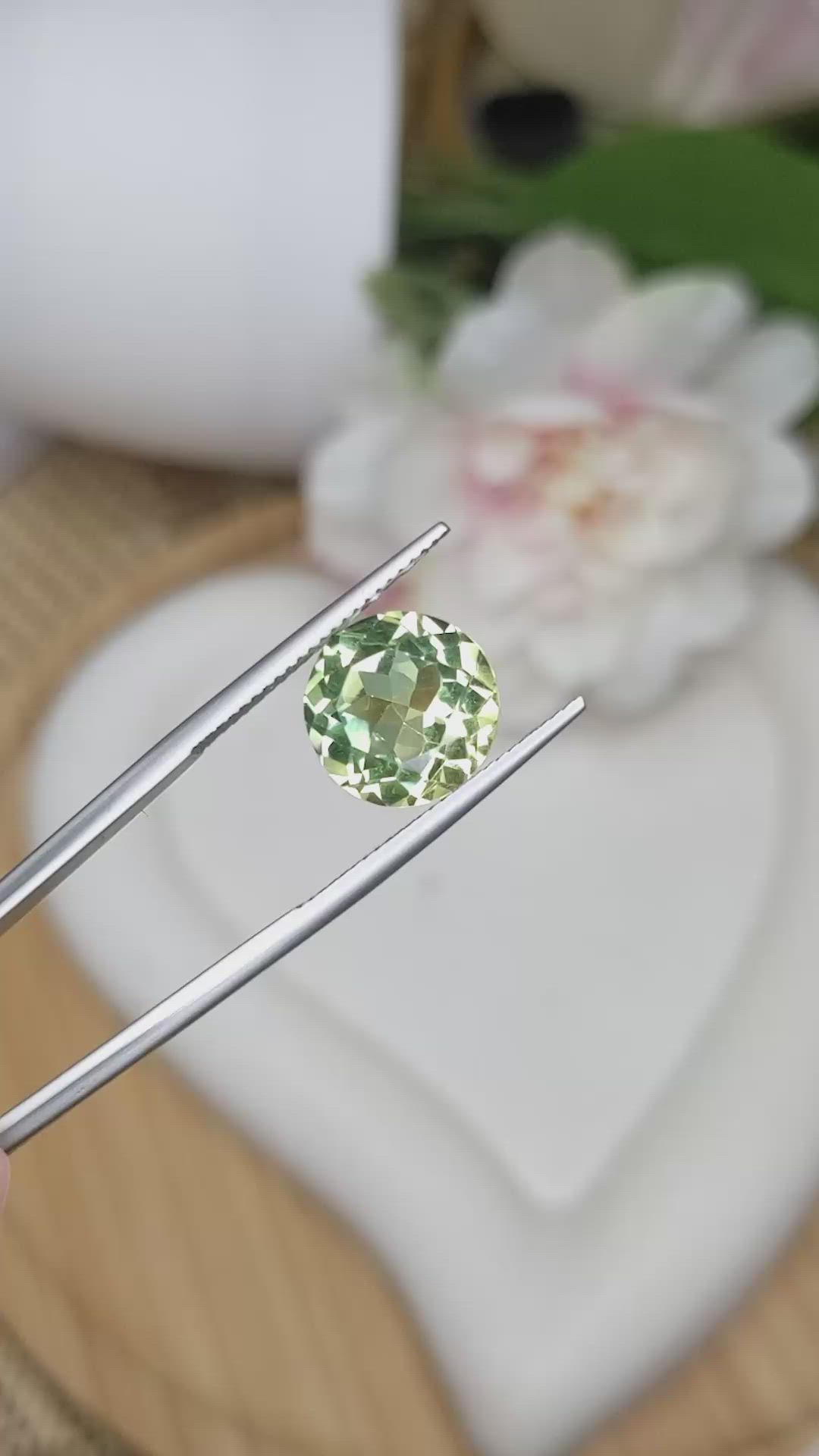 5.47 Ct. Yellowish Green Prasiolite from Brazil Size Video