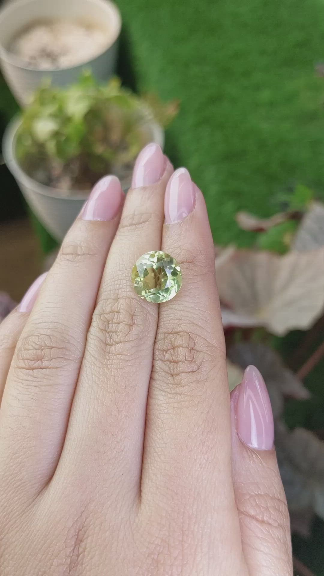 5.80 Ct. Yellowish Green Prasiolite from Brazil Size Video